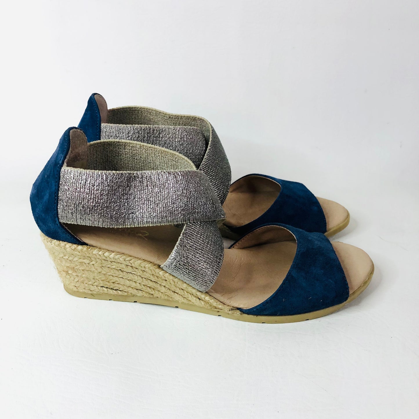 Pinaz Kara Womens Wedge Heel Espadrilles Sandals Navy Blue Size 4 (37)