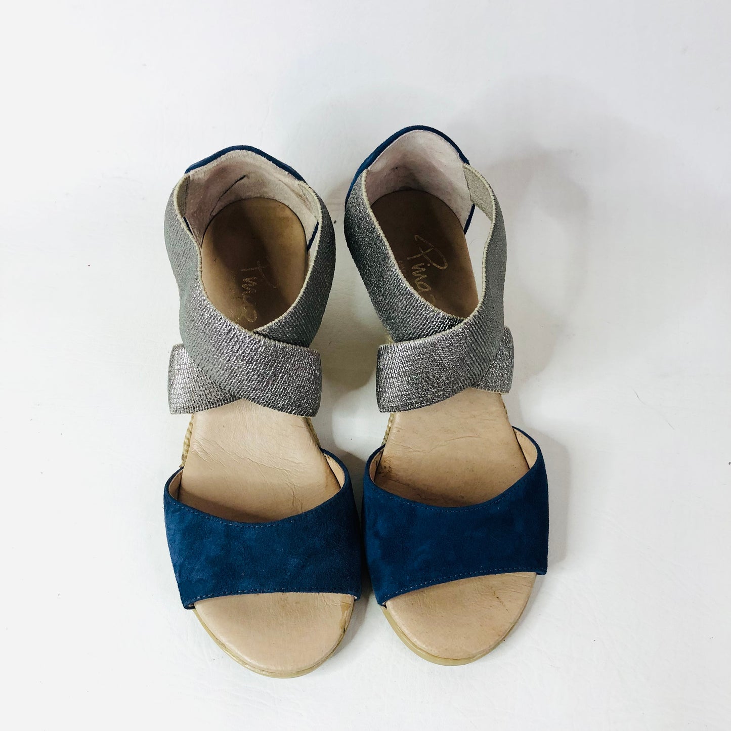Pinaz Kara Womens Wedge Heel Espadrilles Sandals Navy Blue Size 4 (37)