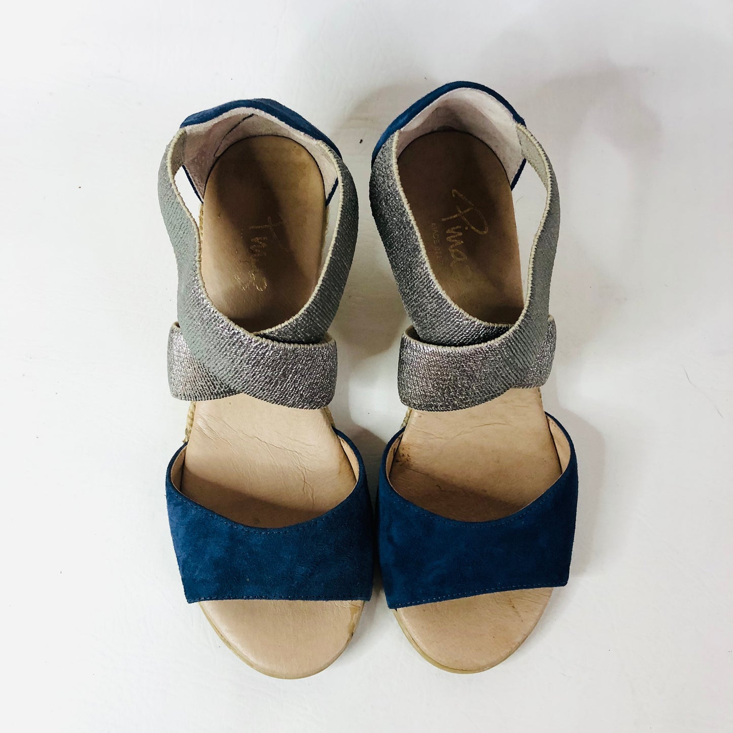 Pinaz Kara Womens Wedge Heel Espadrilles Sandals Navy Blue Size 4 (37)