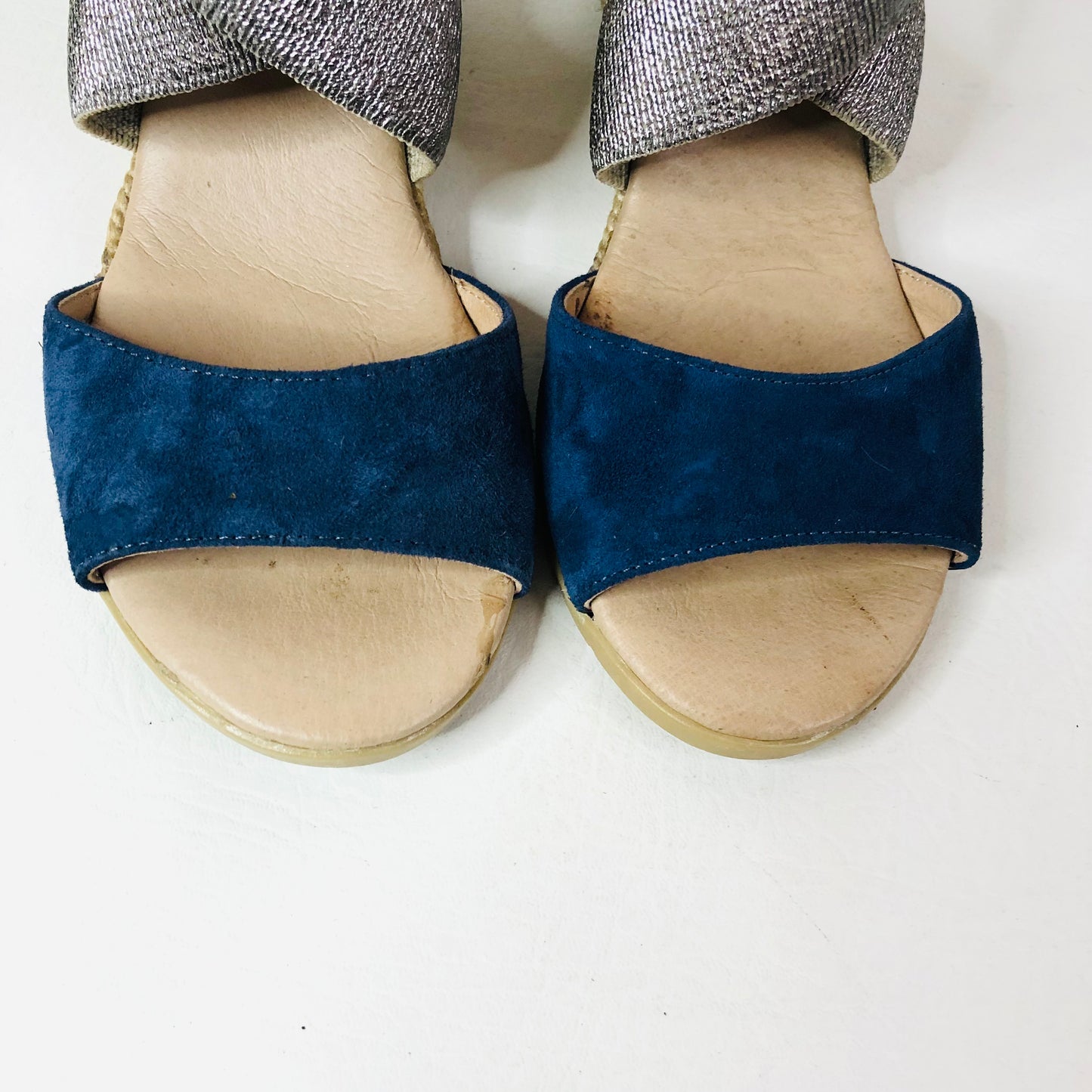 Pinaz Kara Womens Wedge Heel Espadrilles Sandals Navy Blue Size 4 (37)