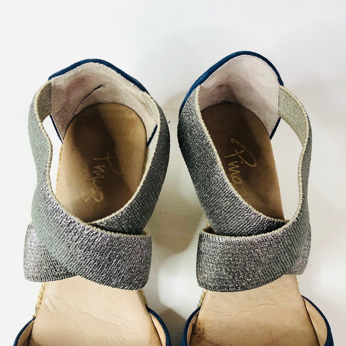 Pinaz Kara Womens Wedge Heel Espadrilles Sandals Navy Blue Size 4 (37)