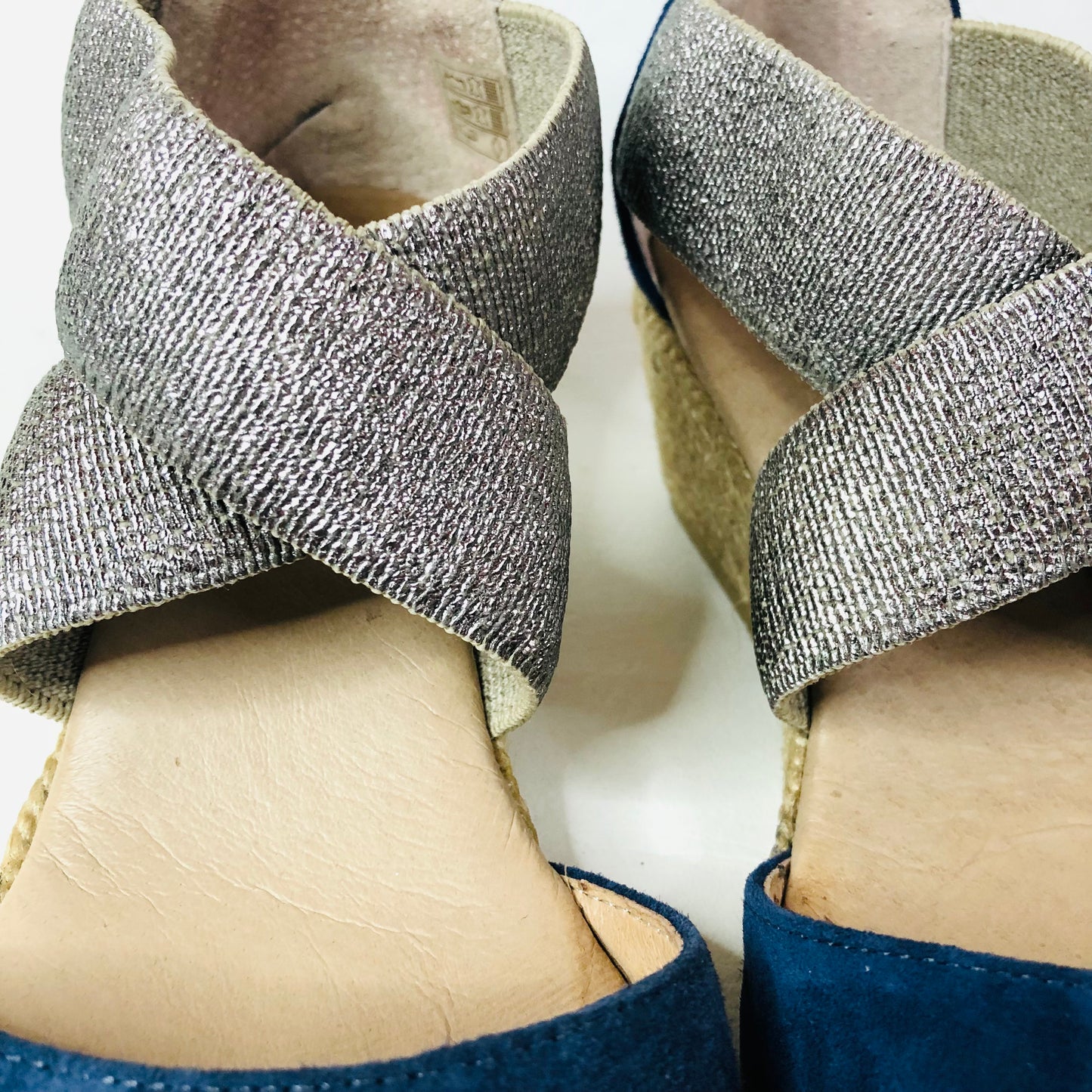 Pinaz Kara Womens Wedge Heel Espadrilles Sandals Navy Blue Size 4 (37)