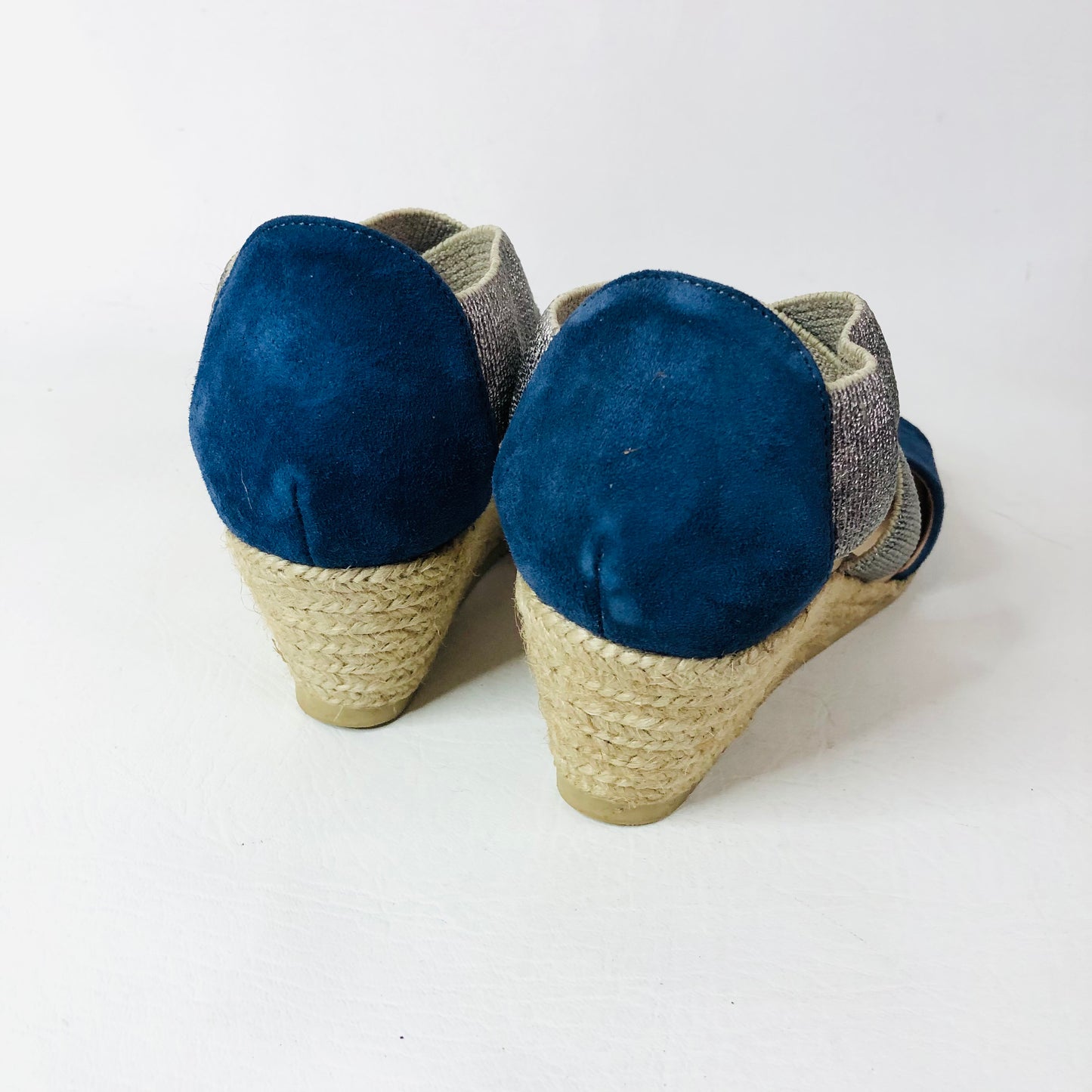 Pinaz Kara Womens Wedge Heel Espadrilles Sandals Navy Blue Size 4 (37)