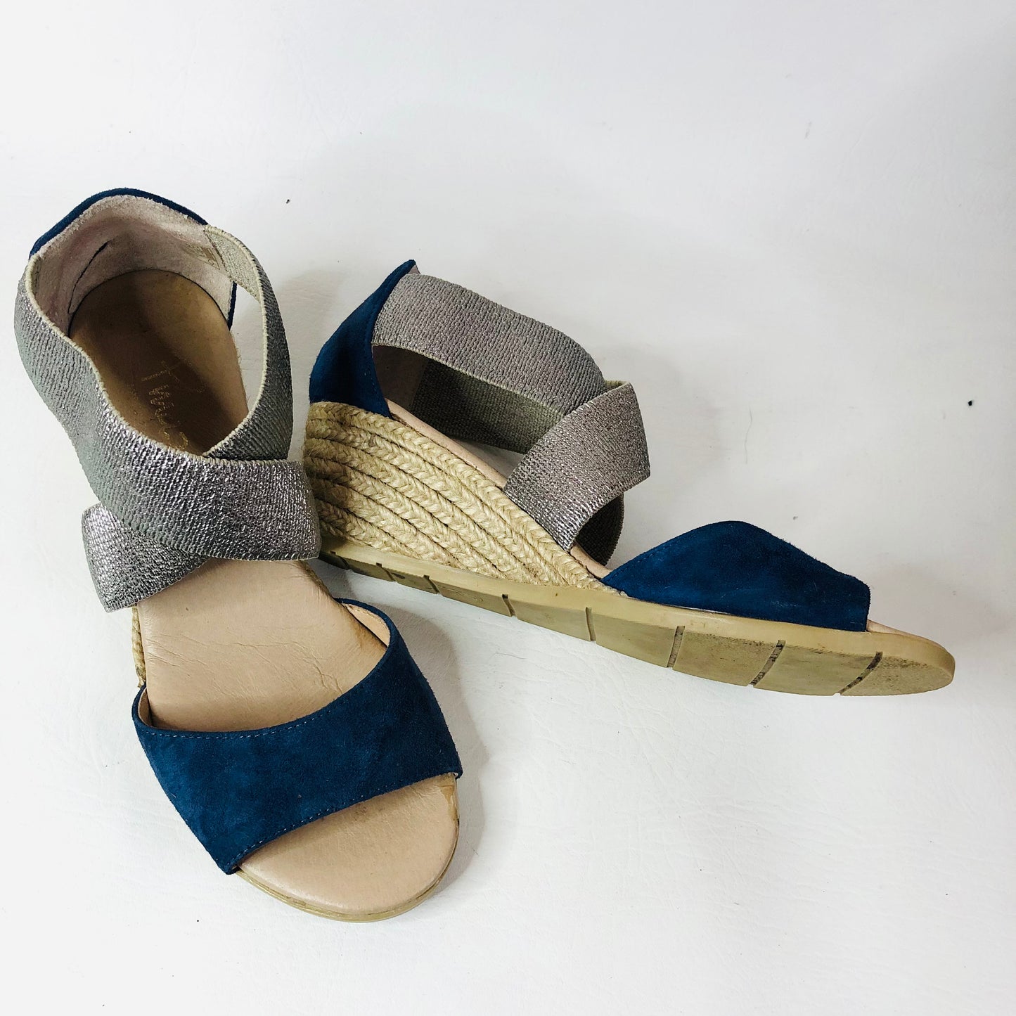Pinaz Kara Womens Wedge Heel Espadrilles Sandals Navy Blue Size 4 (37)