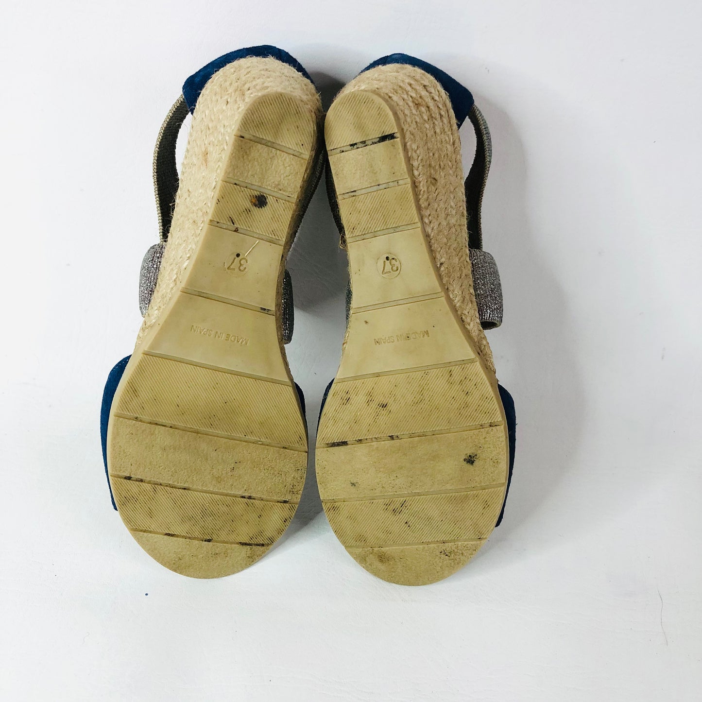 Pinaz Kara Womens Wedge Heel Espadrilles Sandals Navy Blue Size 4 (37)