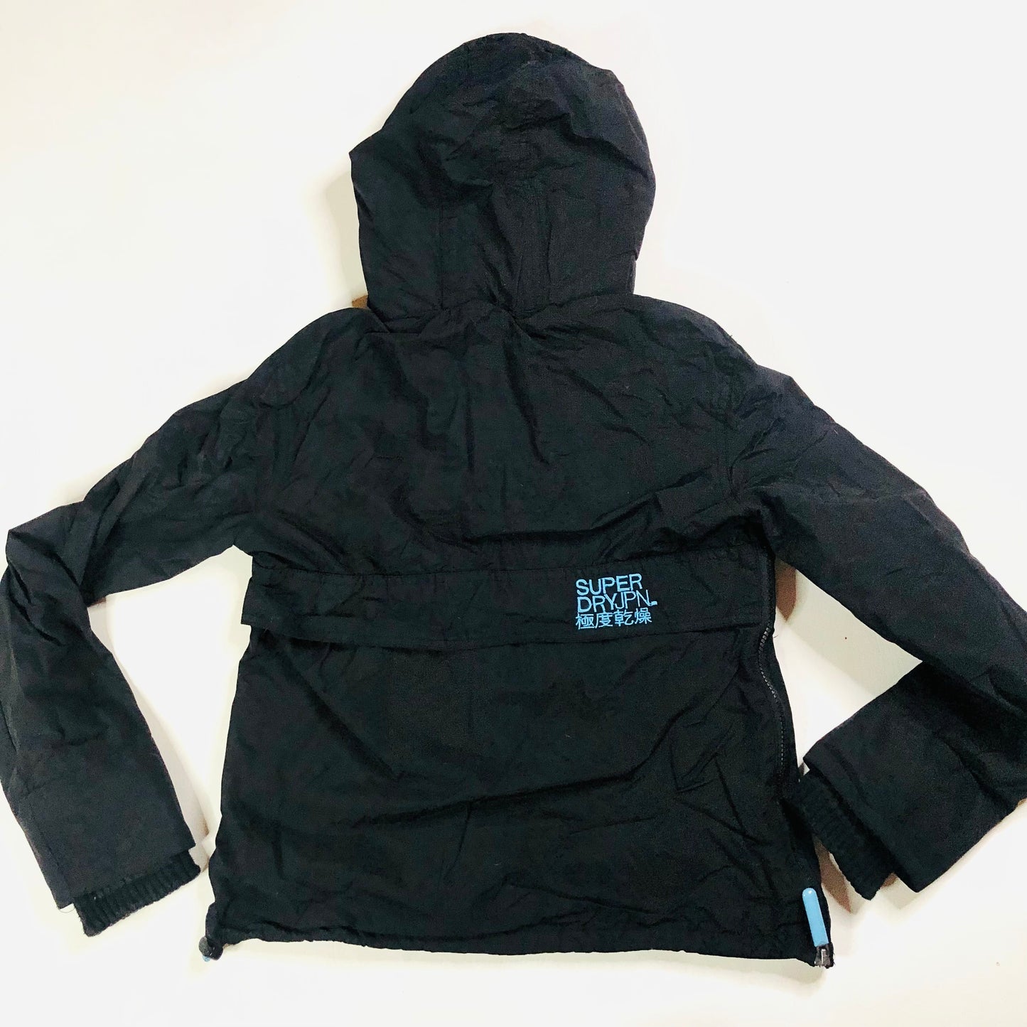 Superdry women's Black Pop Zip Wind Cagoule Jacket Size Small (UK 8)