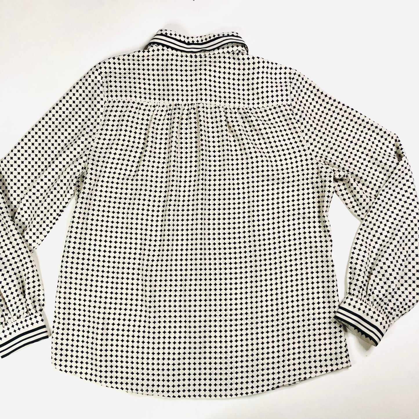 Max Studio Black & Ivory Women’s Button Front Fitted Blouse Size Large (12/14)