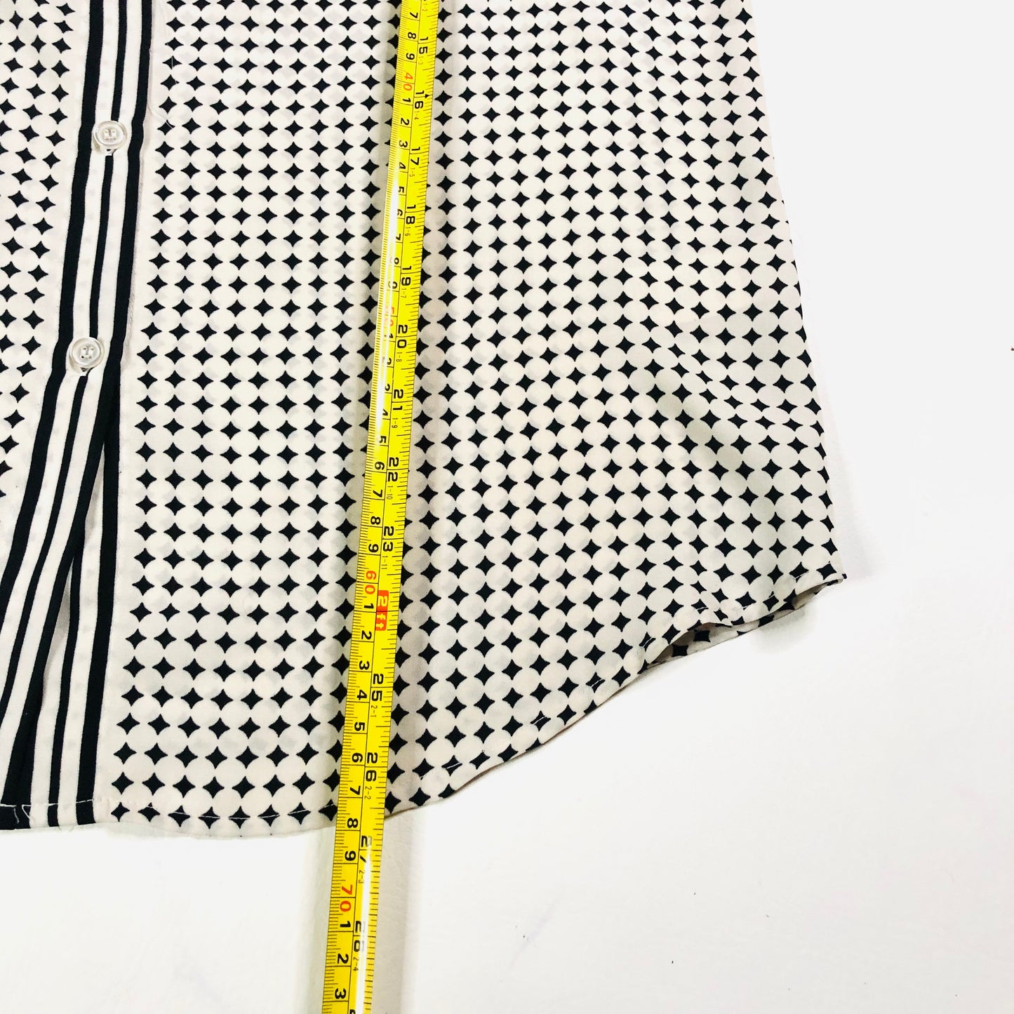 Max Studio Black & Ivory Women’s Button Front Fitted Blouse Size Large (12/14)