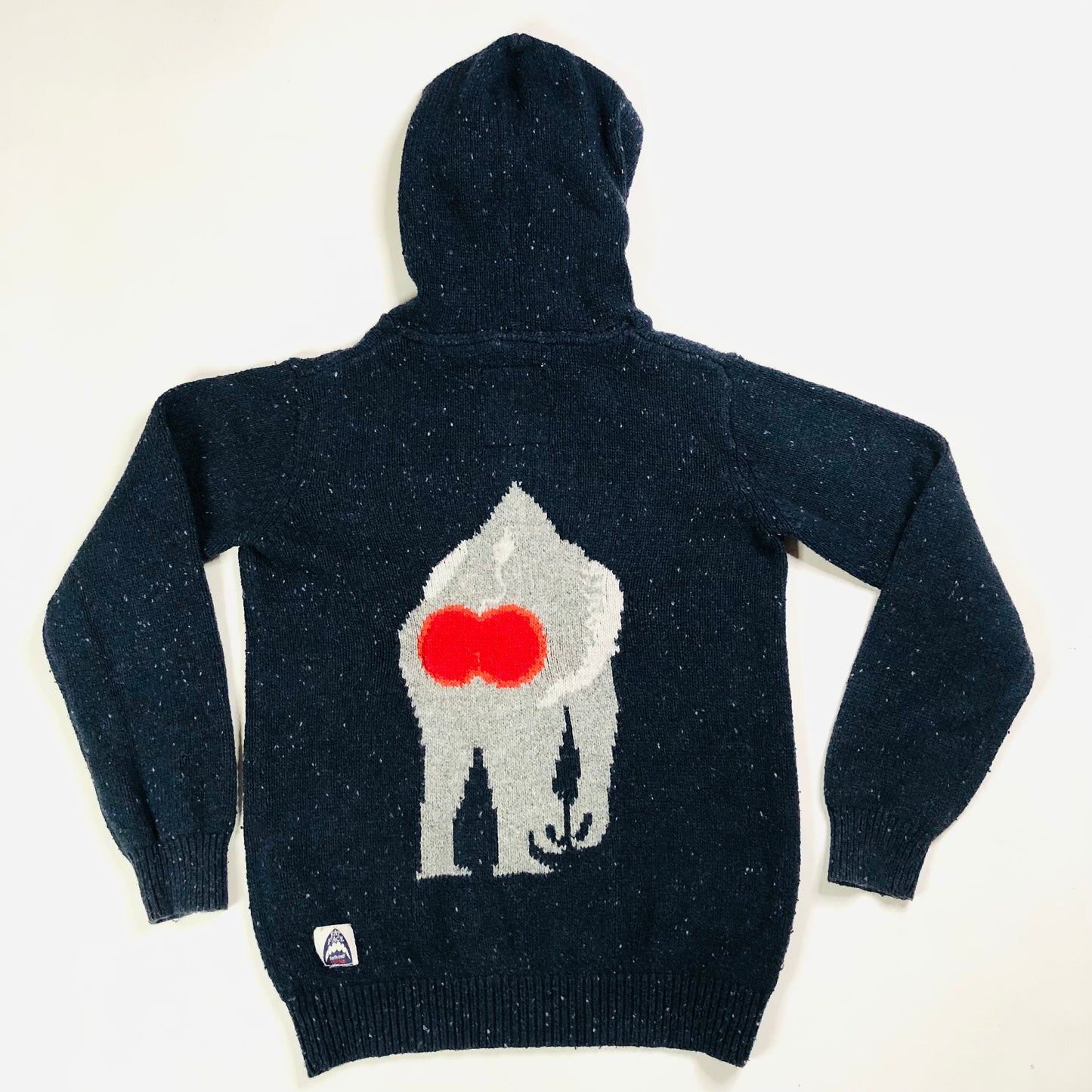FatFace Boys Blue Animal Baboon Graphic Knit Hooded Jumper Age 10-11 Years