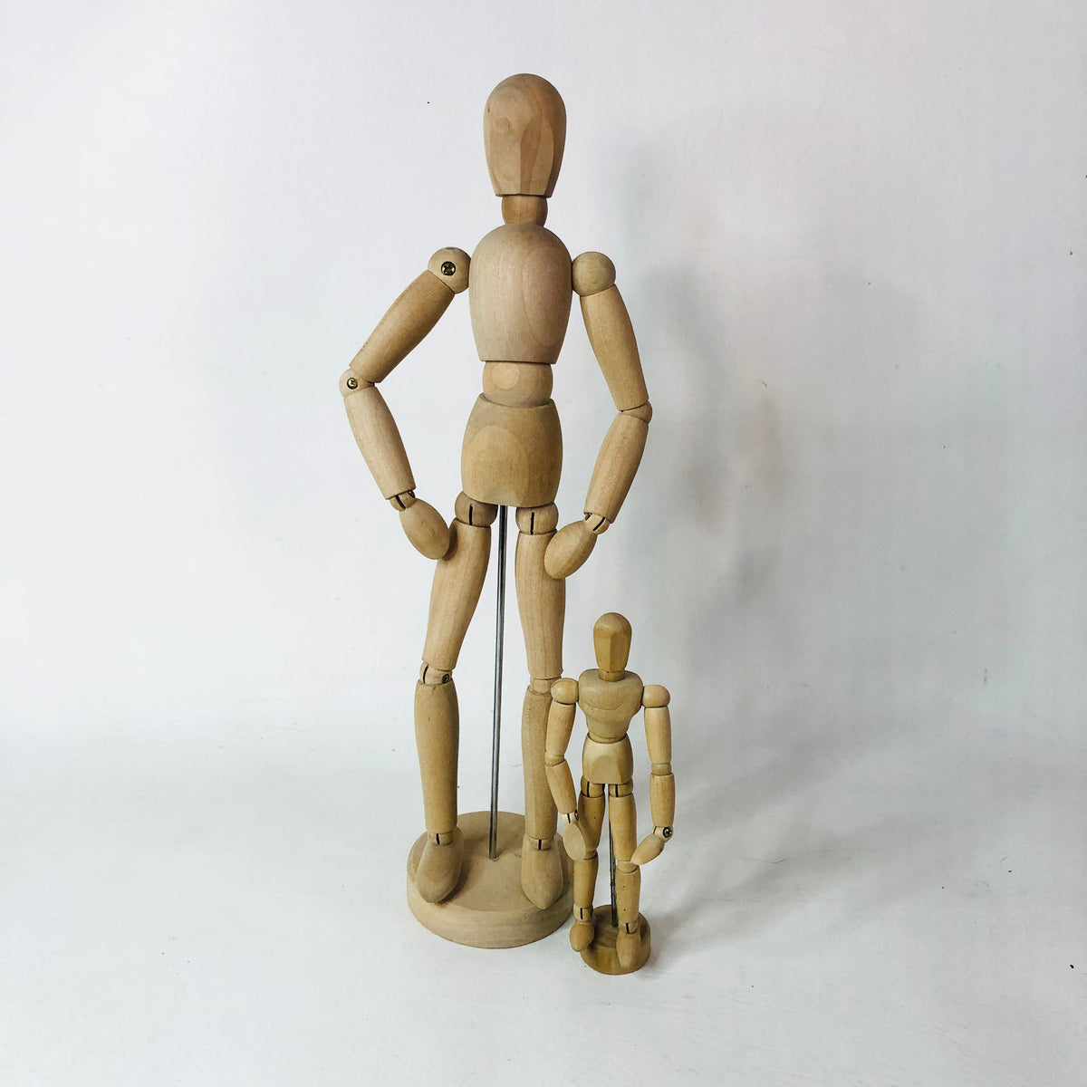 Retro IKEA Gestalta Artists 13" Poseable Wooden Dummy Figurine & Smaller 6” Figure