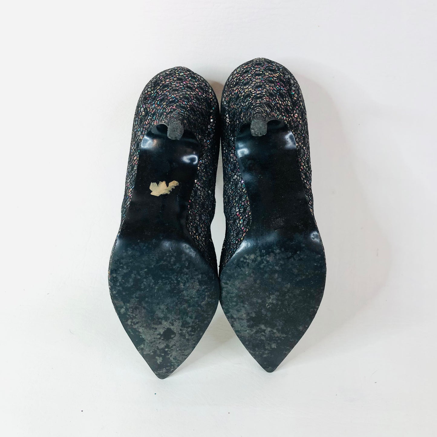 Round Towners By Stead & Simpson Grey Lace & Glitter Vintage Court Shoes Size 4