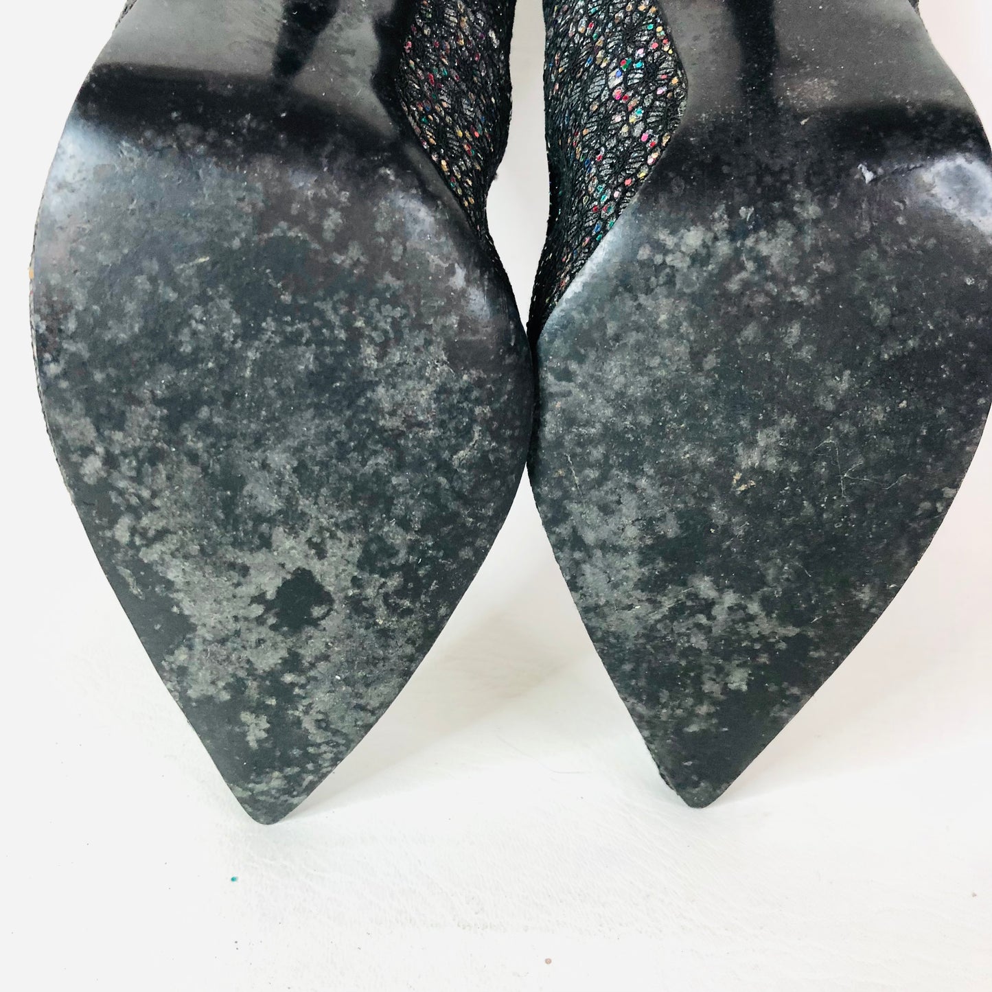 Round Towners By Stead & Simpson Grey Lace & Glitter Vintage Court Shoes Size 4