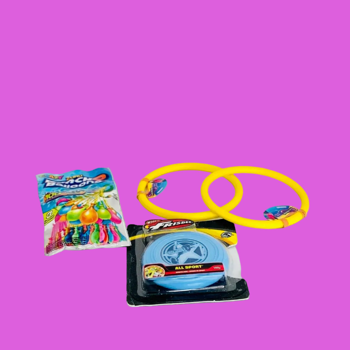 ZURU 5 | Mini Brands | Series 1 | Outdoor Toy Bundle | Water Balloons | Frisbee | 2x Hula Hoops