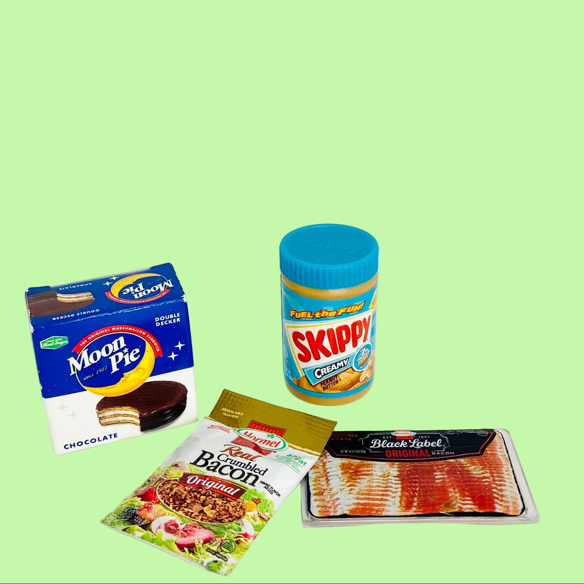ZURU 5 | Mini Brands Series 1 | Food Bundle | Moon Pie Chocolate | Skippy Peanut Butter | Hormel Crumbled Bacon | Hormel Black Label Bacon