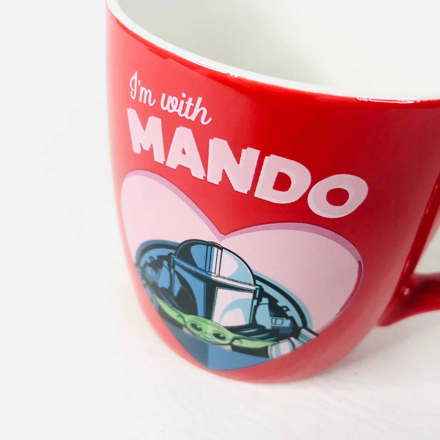 Star Wars ‘I’m With Mando’ Red Mug Mandalorian And Child Grogu Baby Yoda