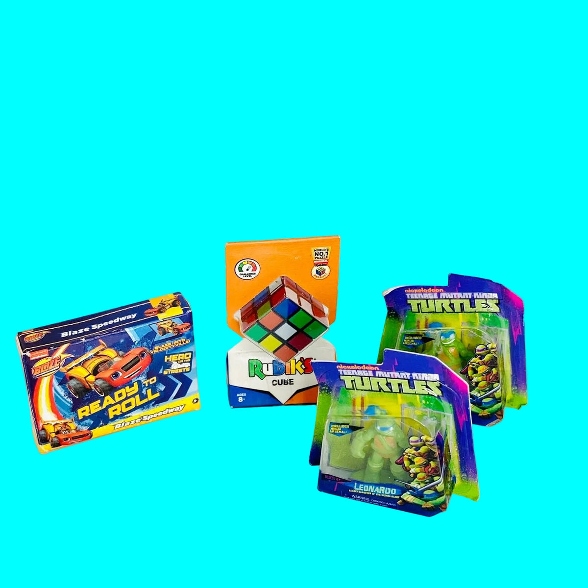 ZURU | Mini Brands | Series 1 | Toy Bundle | Blaze Speedway Ready to Roll | Rubik's Cube | Leonardo TMNT
