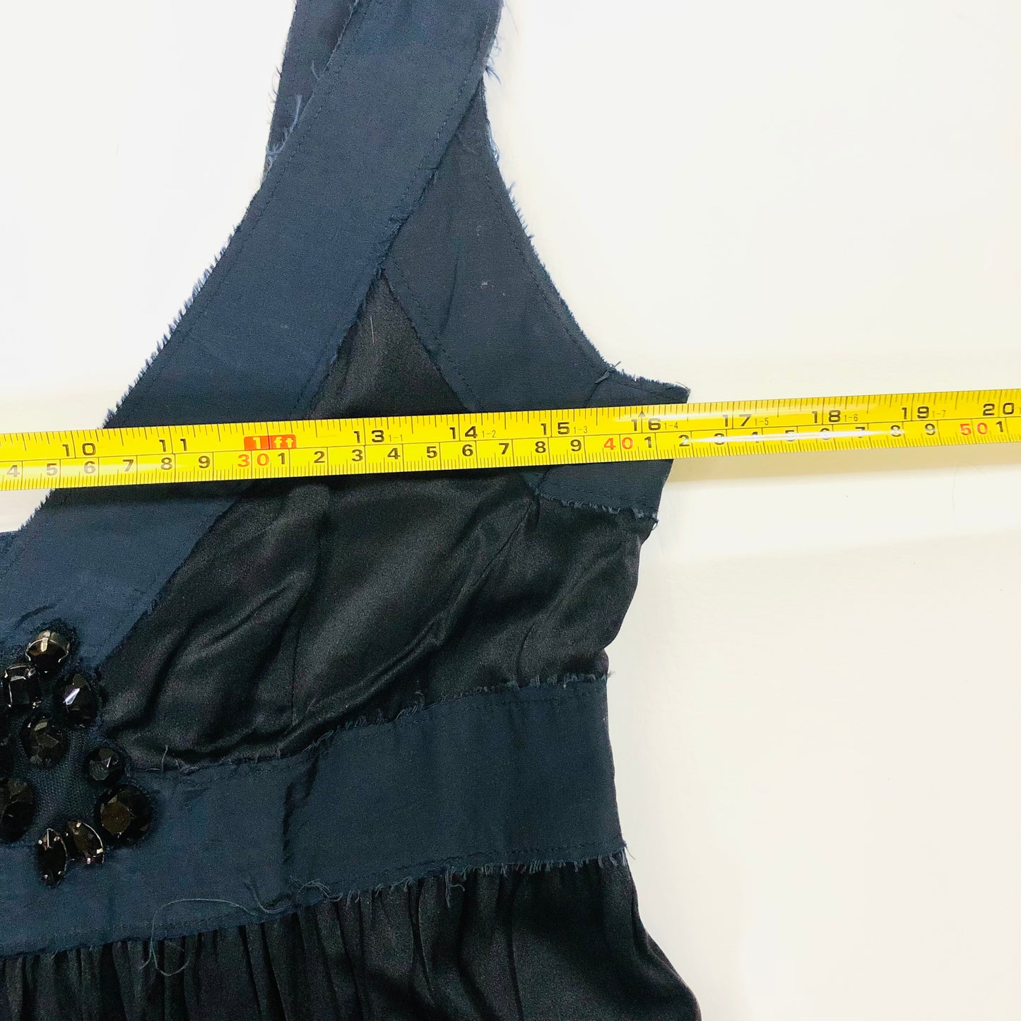 Jigsaw Navy Blue Silk Lightweight Maxi Evening Dress Sleeveless With Gems Size 12