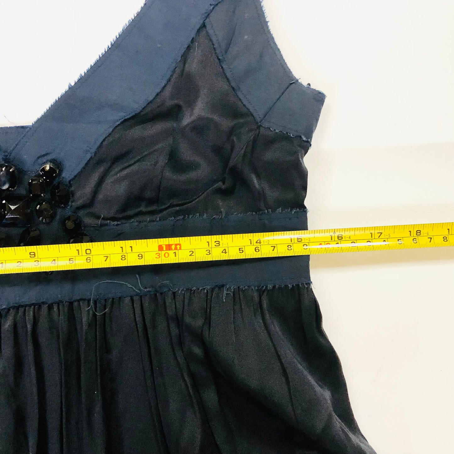 Jigsaw Navy Blue Silk Lightweight Maxi Evening Dress Sleeveless With Gems Size 12