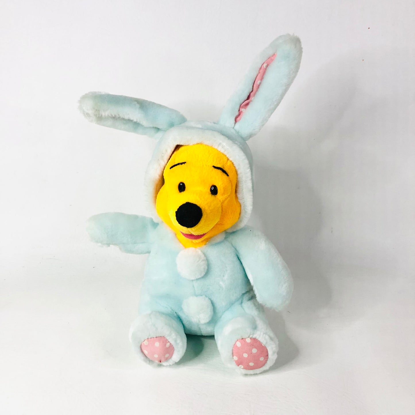 Winnie The Pooh In Light Blue Easter Bunny Costume Romper Suit Plush Soft Toy 12 Inch