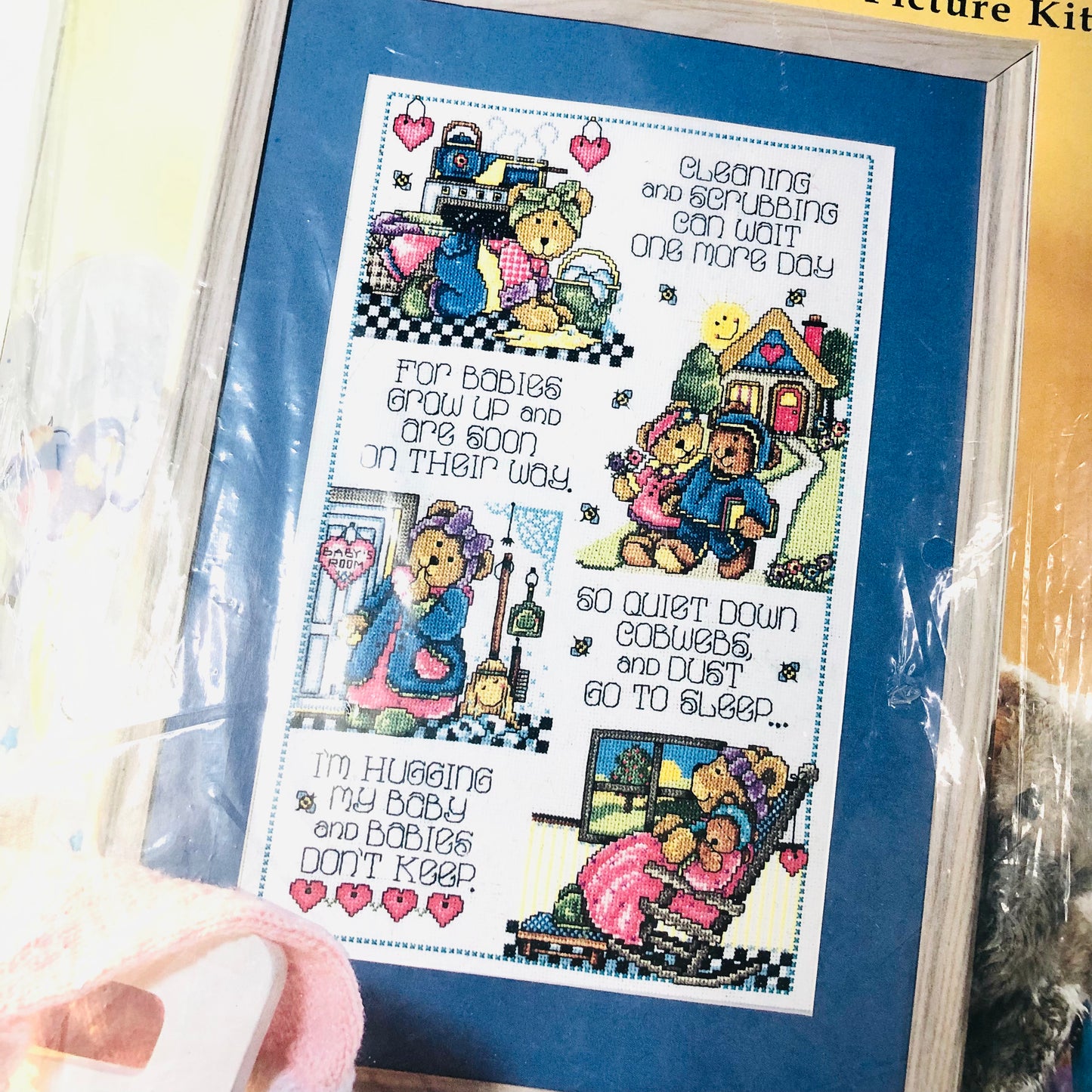 Design Works “Cleaning Can Wait” Counted Cross Stitch Kit 9957 Bears NEW