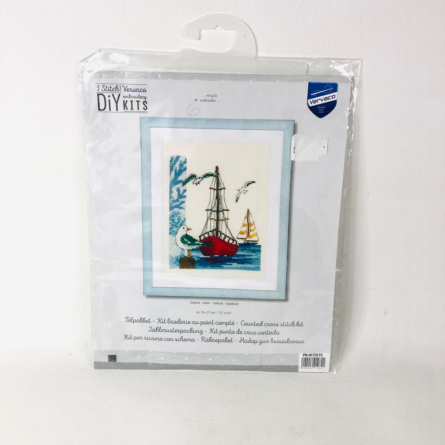 Vervaco Counted Cross Stitch Kit - Sailboat Nautical Seaside Decor NEW Complete