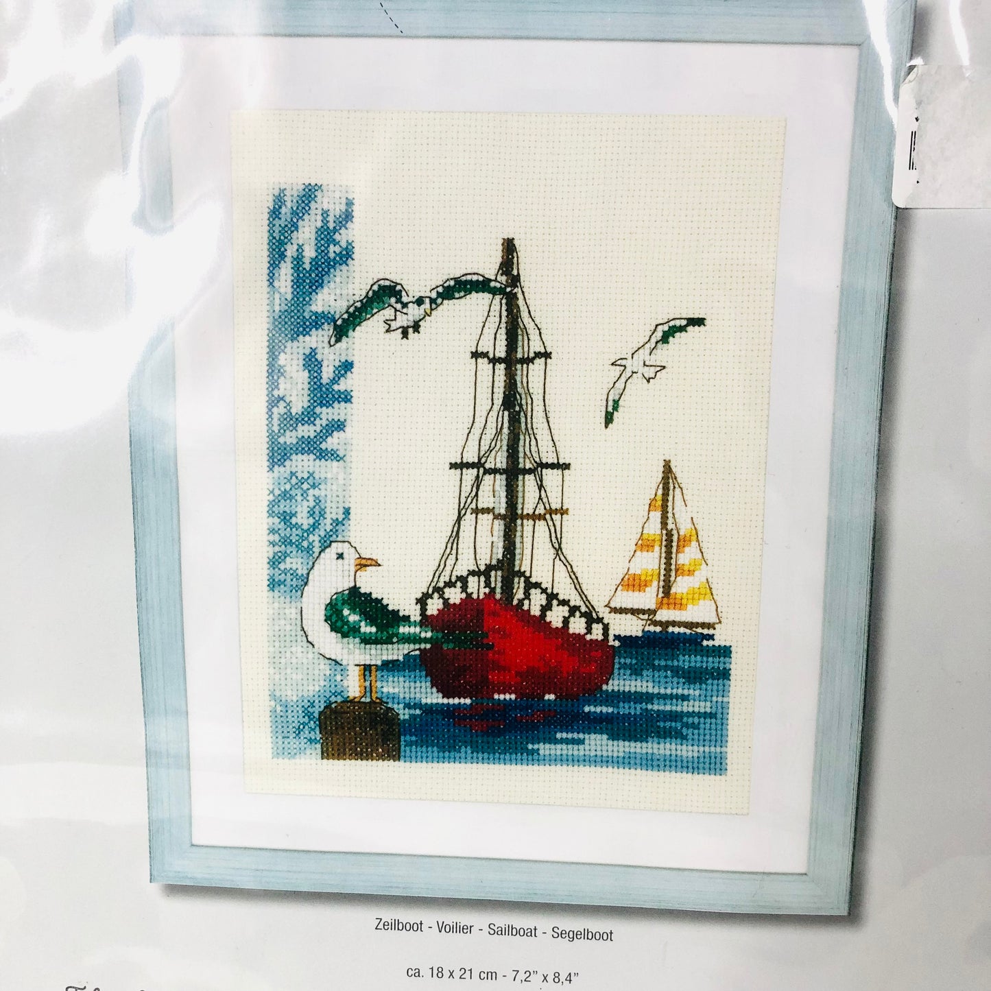 Vervaco Counted Cross Stitch Kit - Sailboat Nautical Seaside Decor NEW Complete
