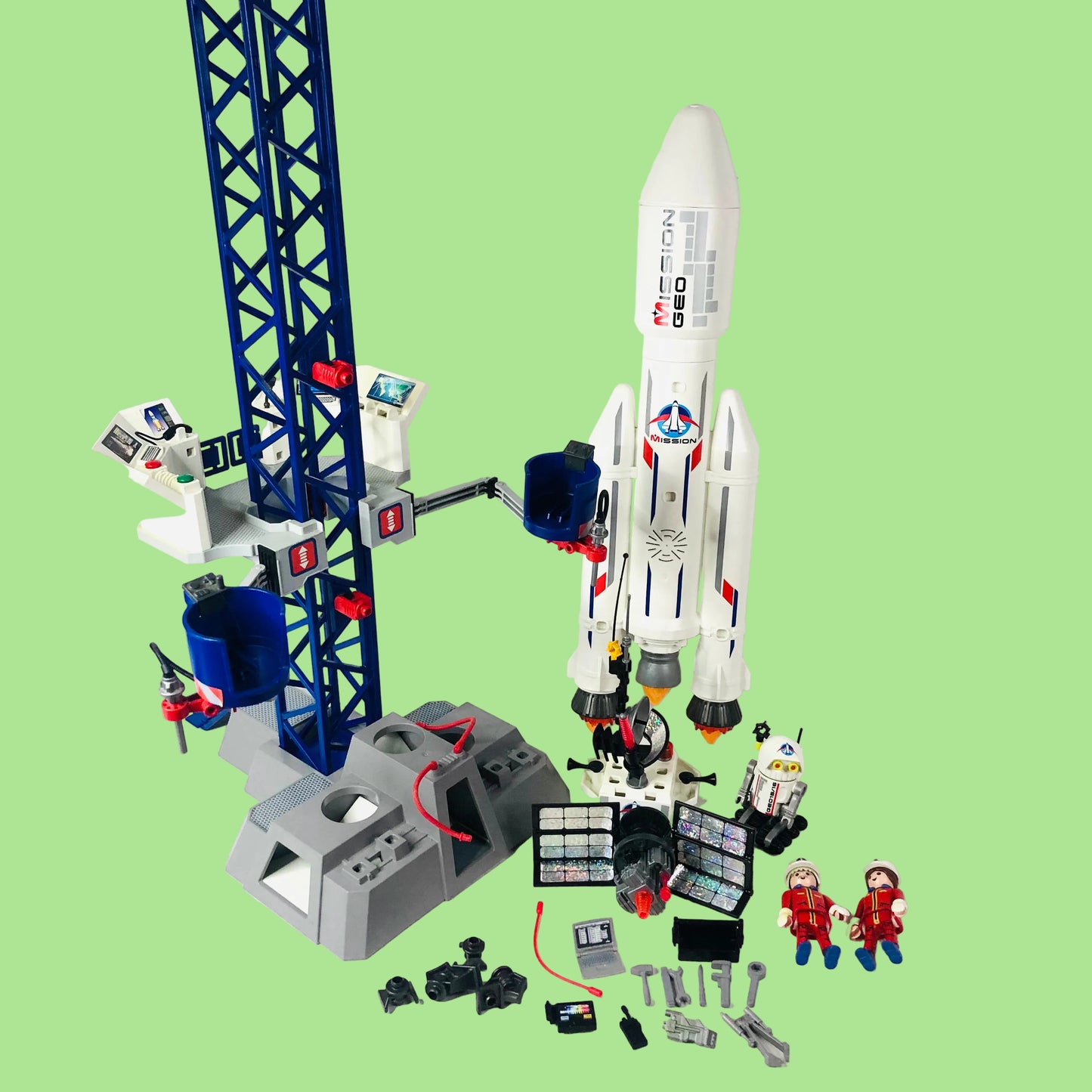 Playmobil Space Rocket with Launch Site (6195) 100% Complete Working Sound Light