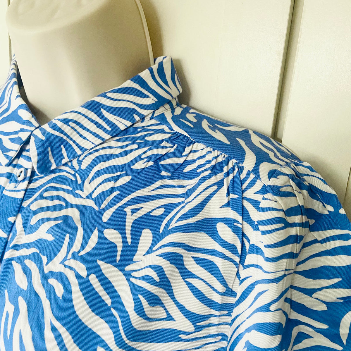 M&S Collection | Blue & White | Zebra Print | Short Mini Shirt Dress | Size 12 | Summer Party