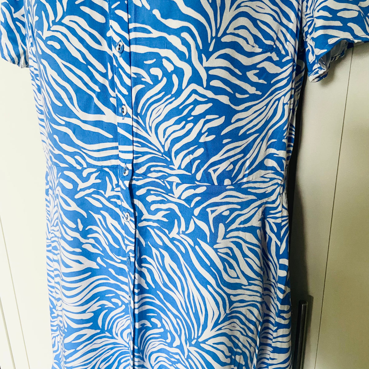 M&S Collection | Blue & White | Zebra Print | Short Mini Shirt Dress | Size 12 | Summer Party