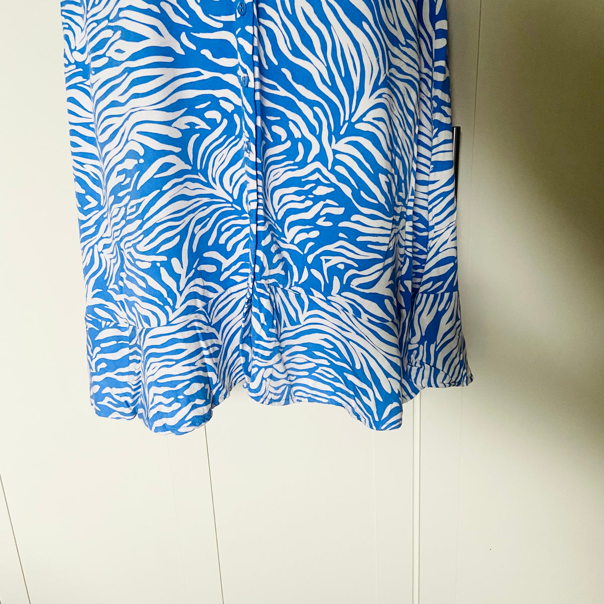 M&S Collection | Blue & White | Zebra Print | Short Mini Shirt Dress | Size 12 | Summer Party