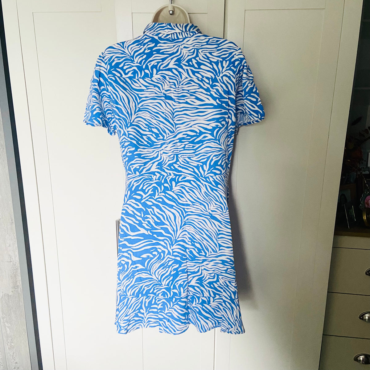 M&S Collection | Blue & White | Zebra Print | Short Mini Shirt Dress | Size 12 | Summer Party