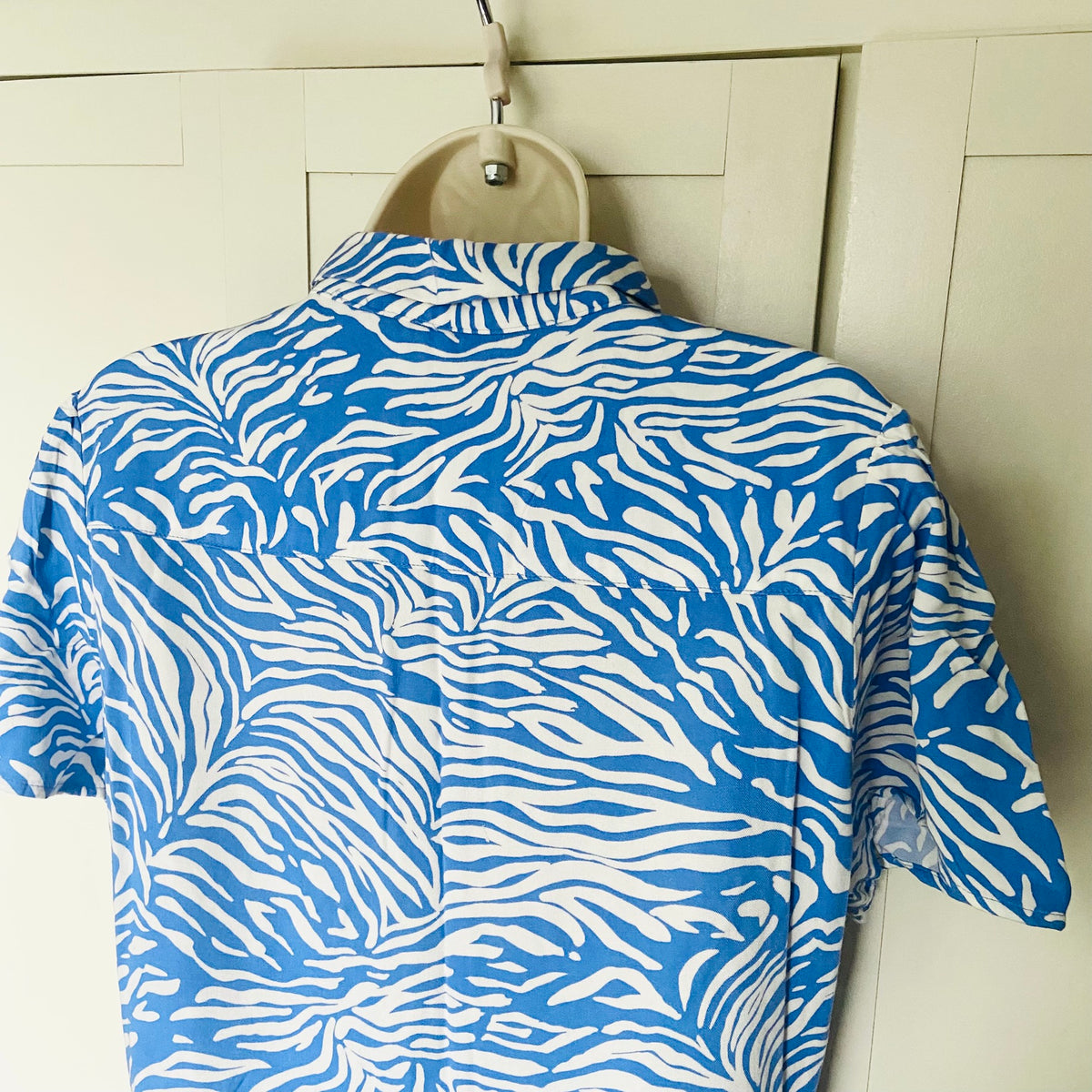 M&S Collection | Blue & White | Zebra Print | Short Mini Shirt Dress | Size 12 | Summer Party