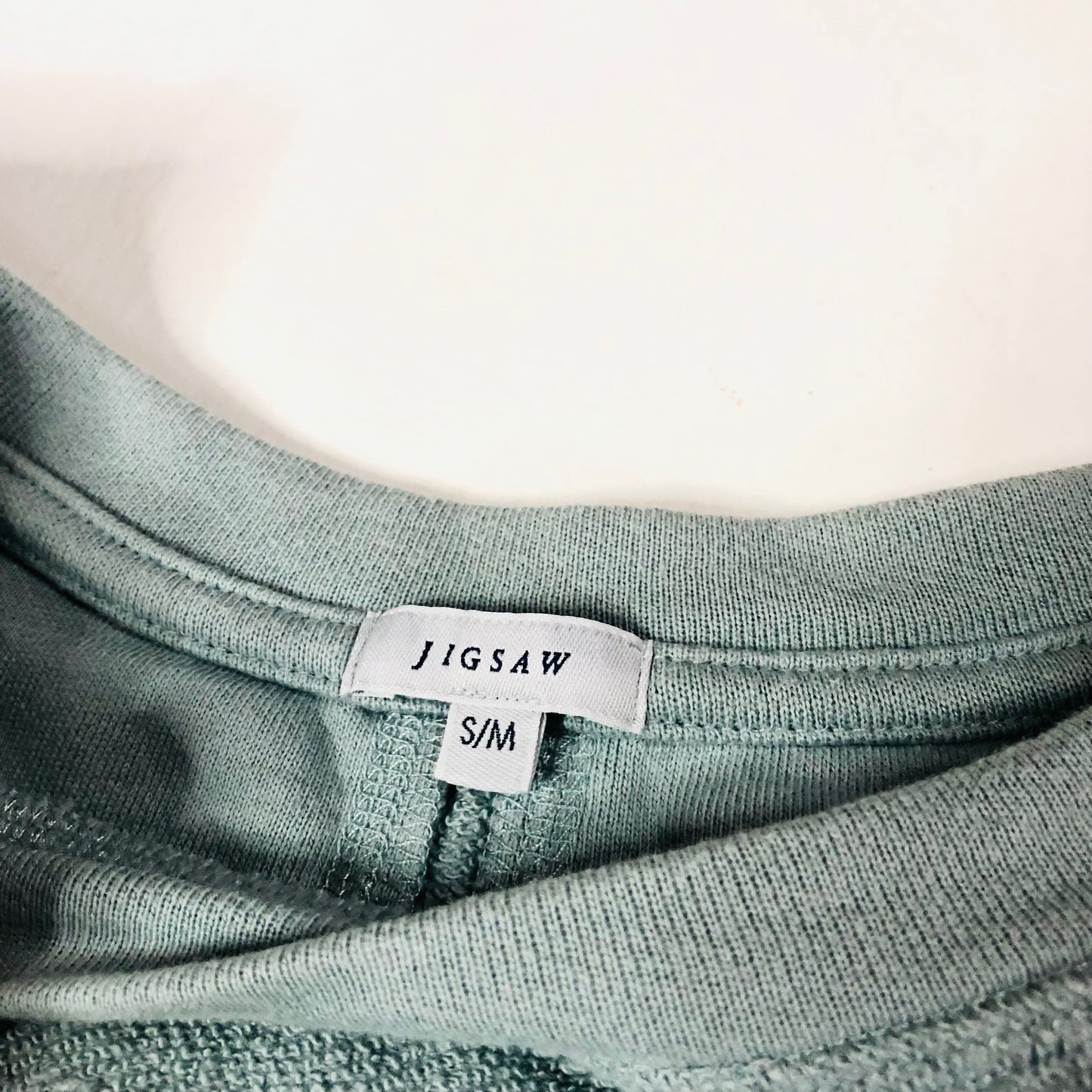 Jigsaw Embossed Relaxed Fit Smock Style Jumper Top Duck Egg Blue Size S/M