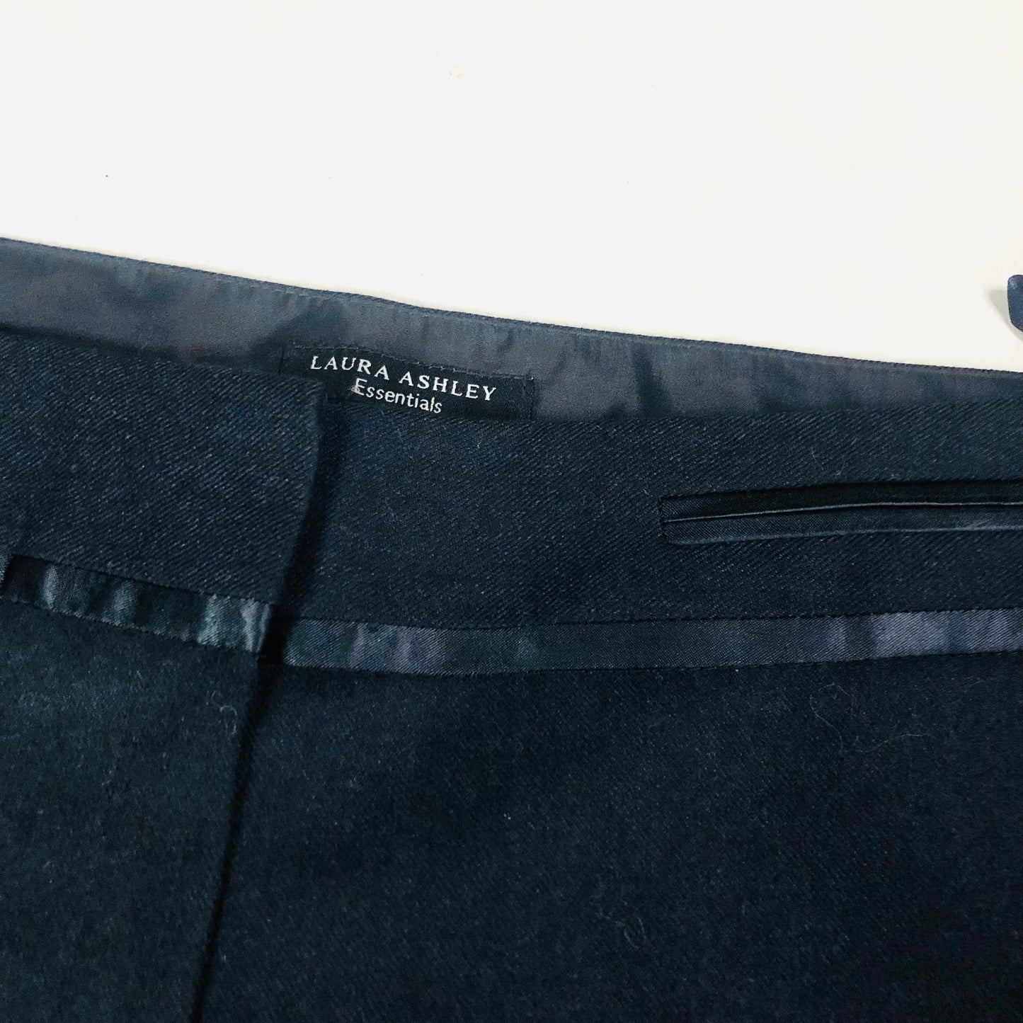Laura Ashley Essentials Darl Navy Blue Wool Ladies Wide Leg Smart Trousers Size 18