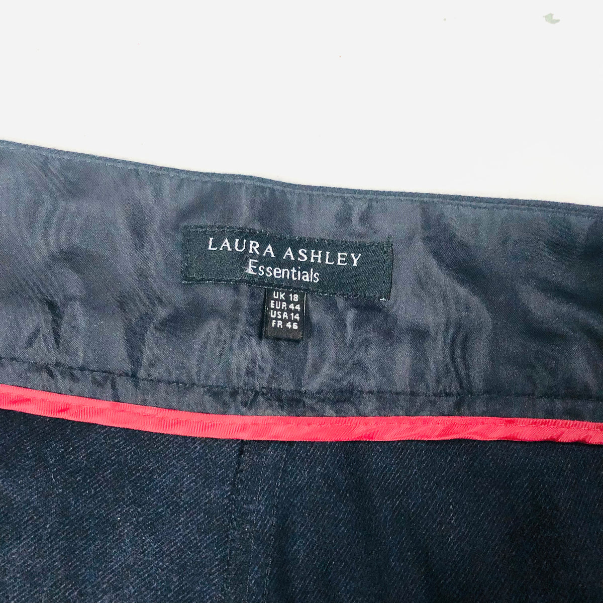 Laura Ashley Essentials Darl Navy Blue Wool Ladies Wide Leg Smart Trousers Size 18