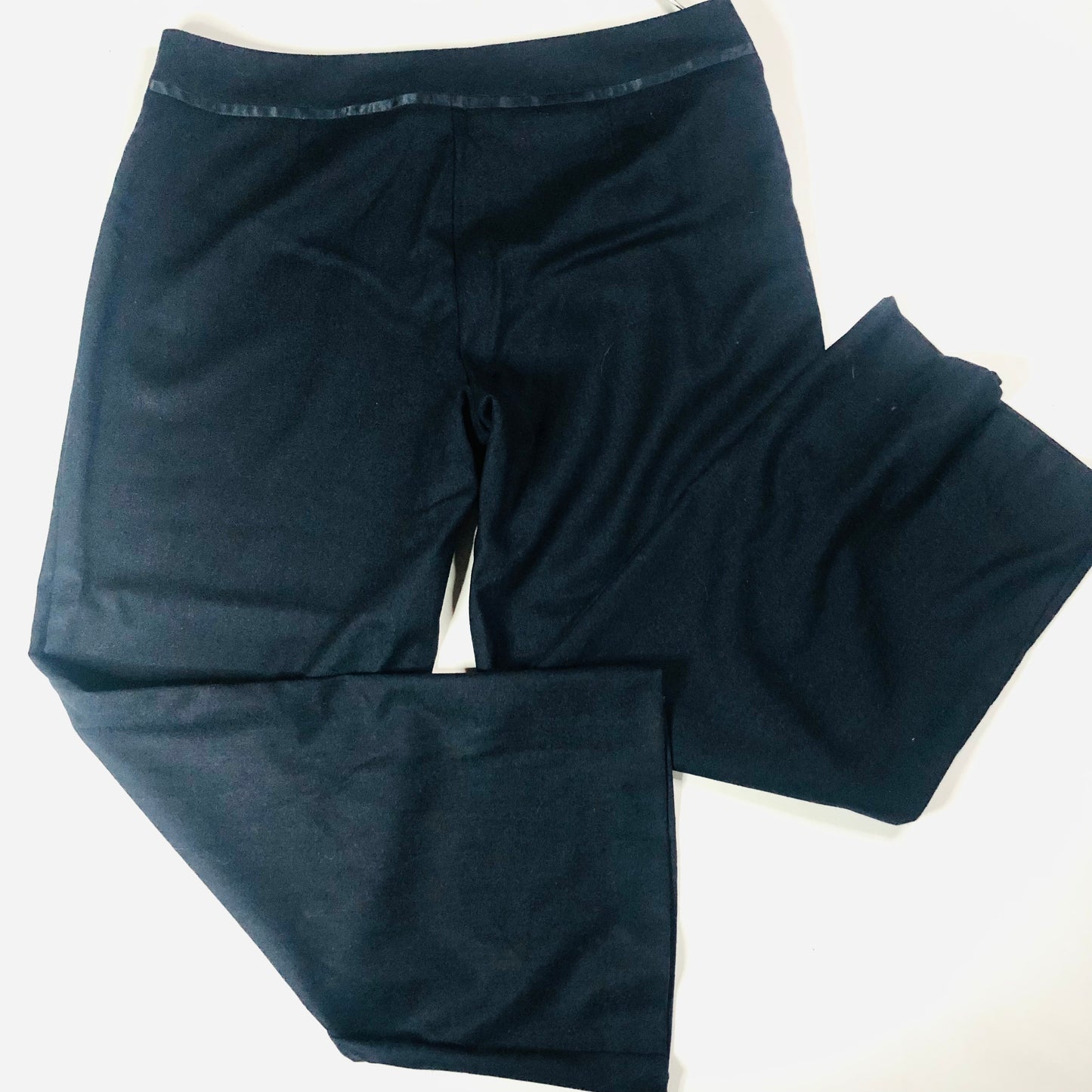 Laura Ashley Essentials Darl Navy Blue Wool Ladies Wide Leg Smart Trousers Size 18