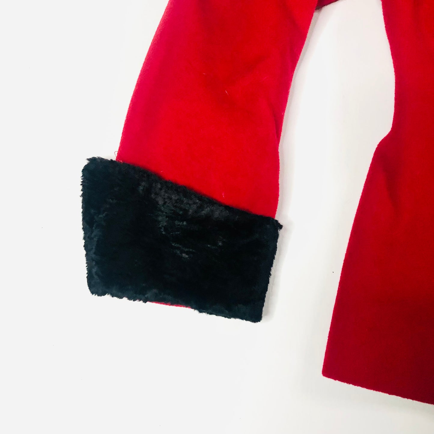 Lampert Vintage Red Wool & Cashmere W/black Faux Fur Collar Jacket Size 10/12
