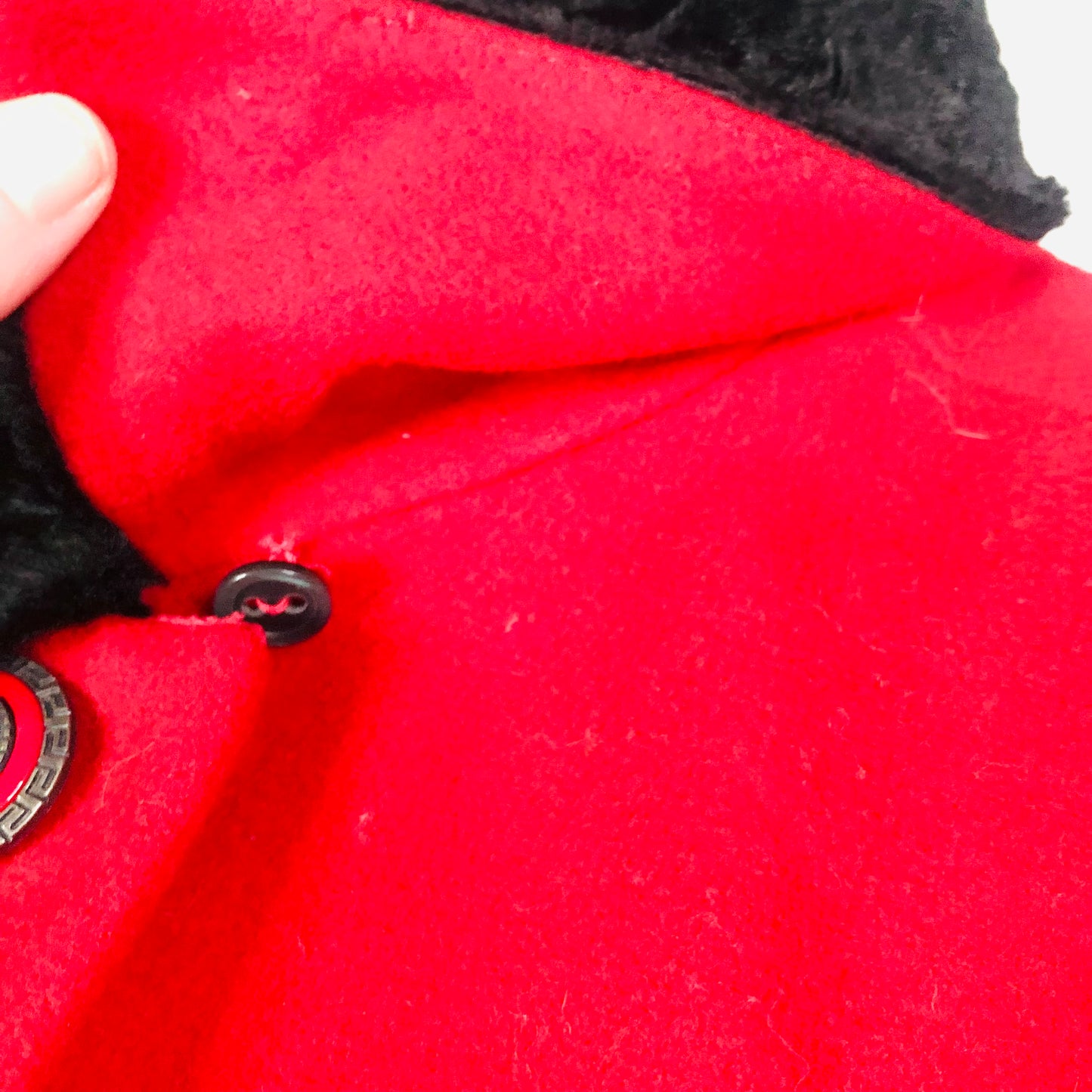 Lampert Vintage Red Wool & Cashmere W/black Faux Fur Collar Jacket Size 10/12
