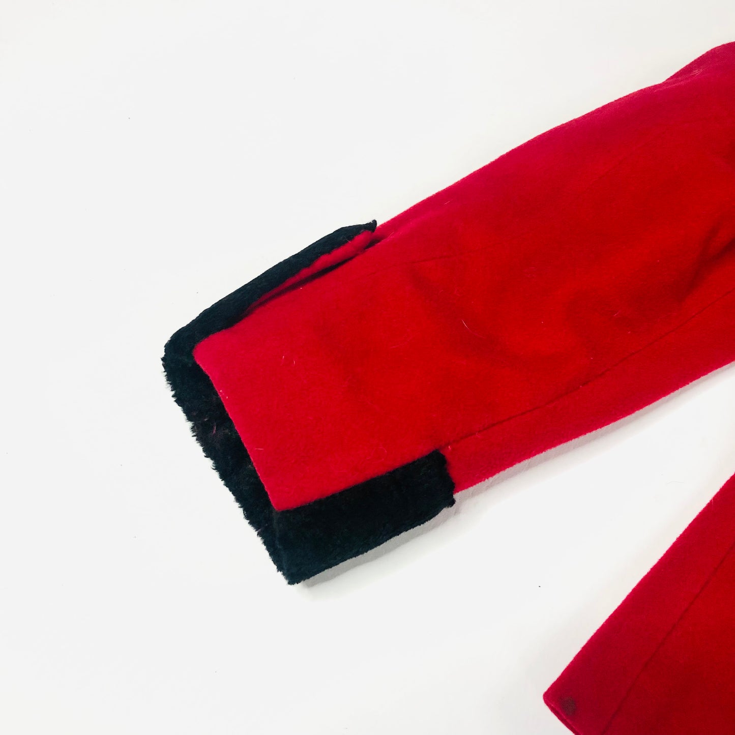 Lampert Vintage Red Wool & Cashmere W/black Faux Fur Collar Jacket Size 10/12