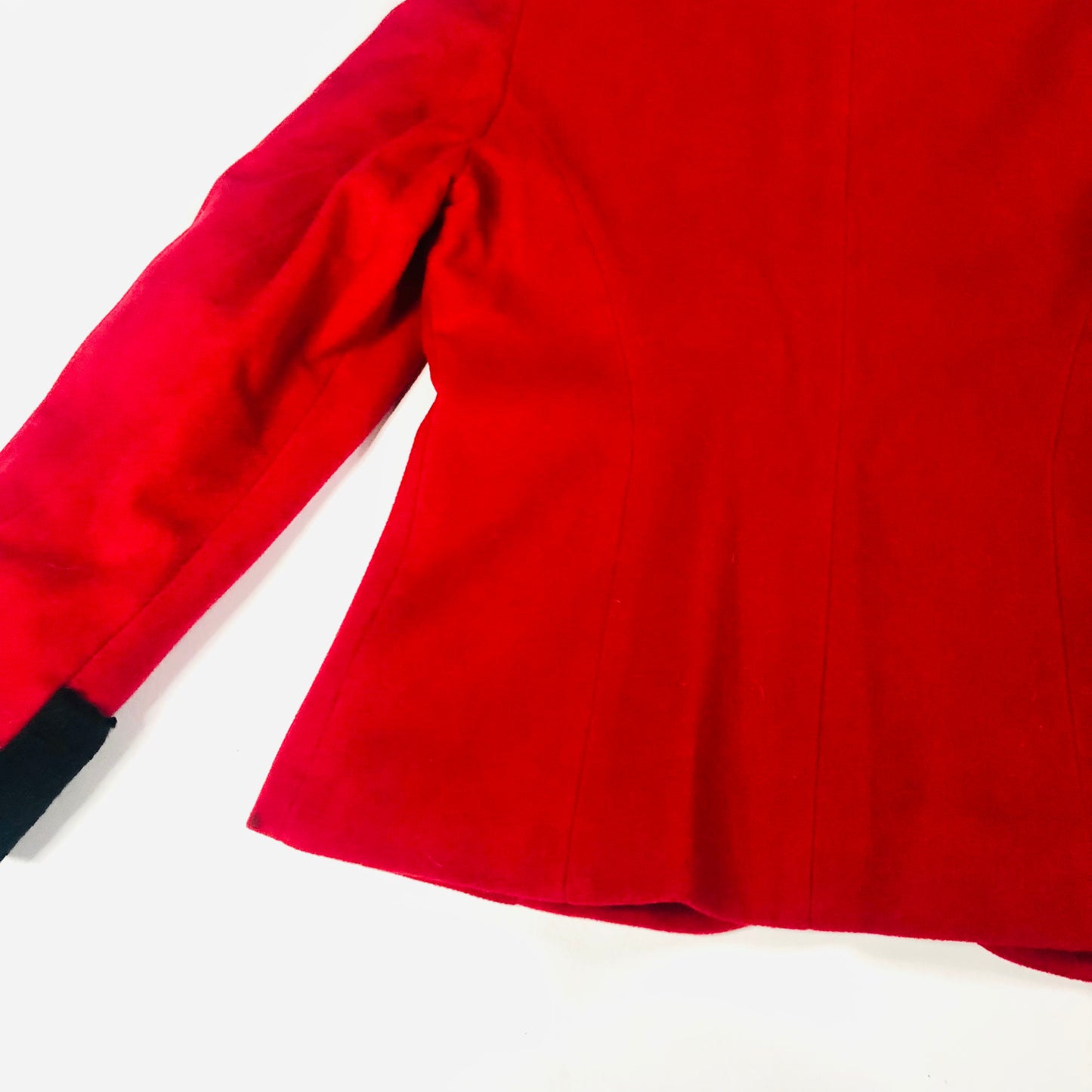 Lampert Vintage Red Wool & Cashmere W/black Faux Fur Collar Jacket Size 10/12