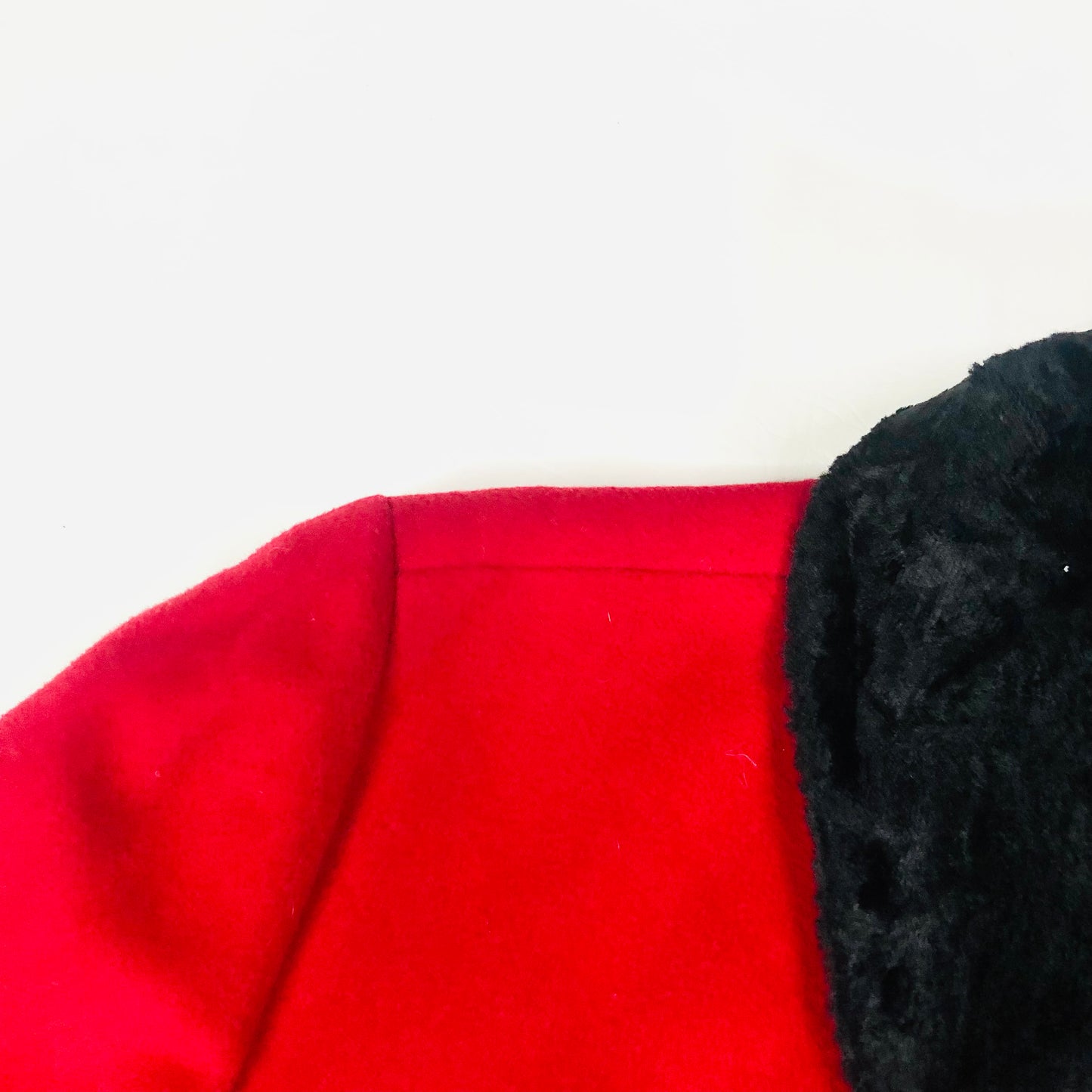 Lampert Vintage Red Wool & Cashmere W/black Faux Fur Collar Jacket Size 10/12