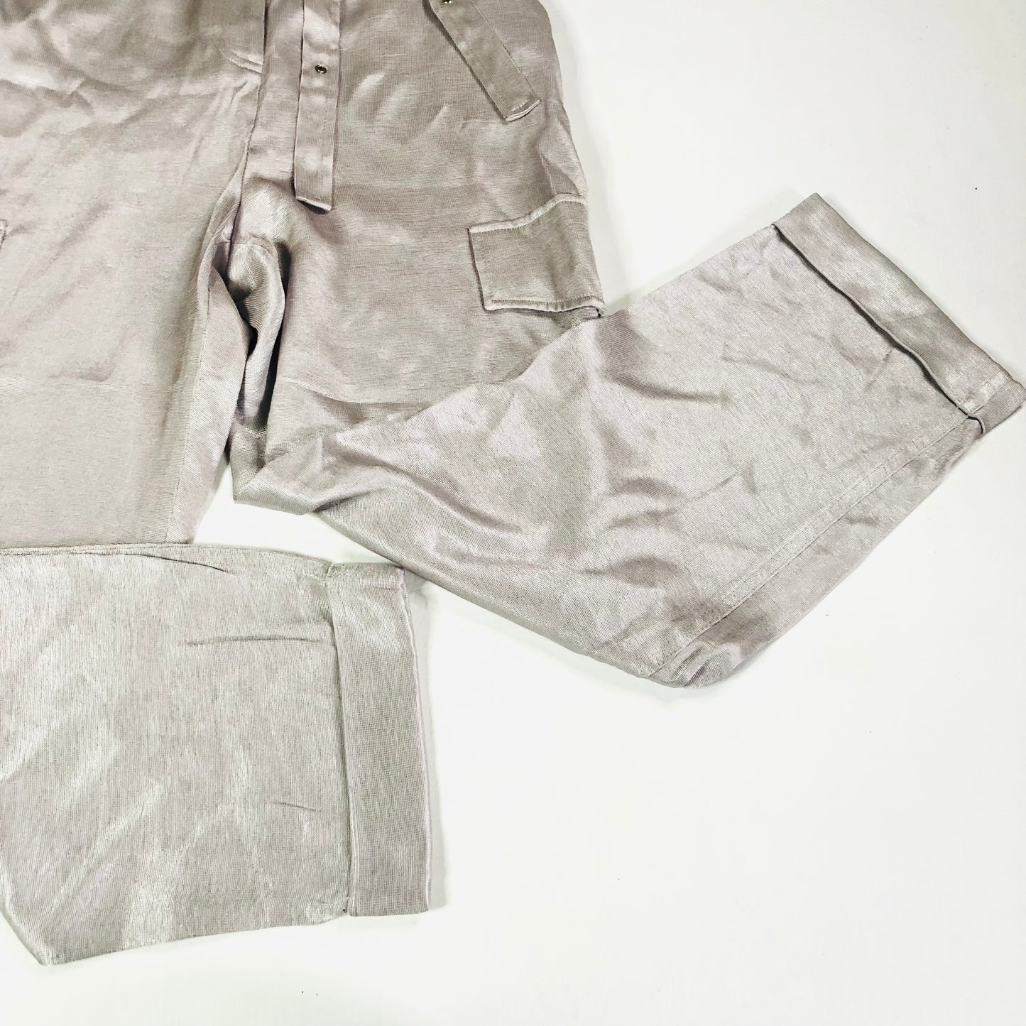 River Island Silver High Waisted Cargo Trousers Size 10