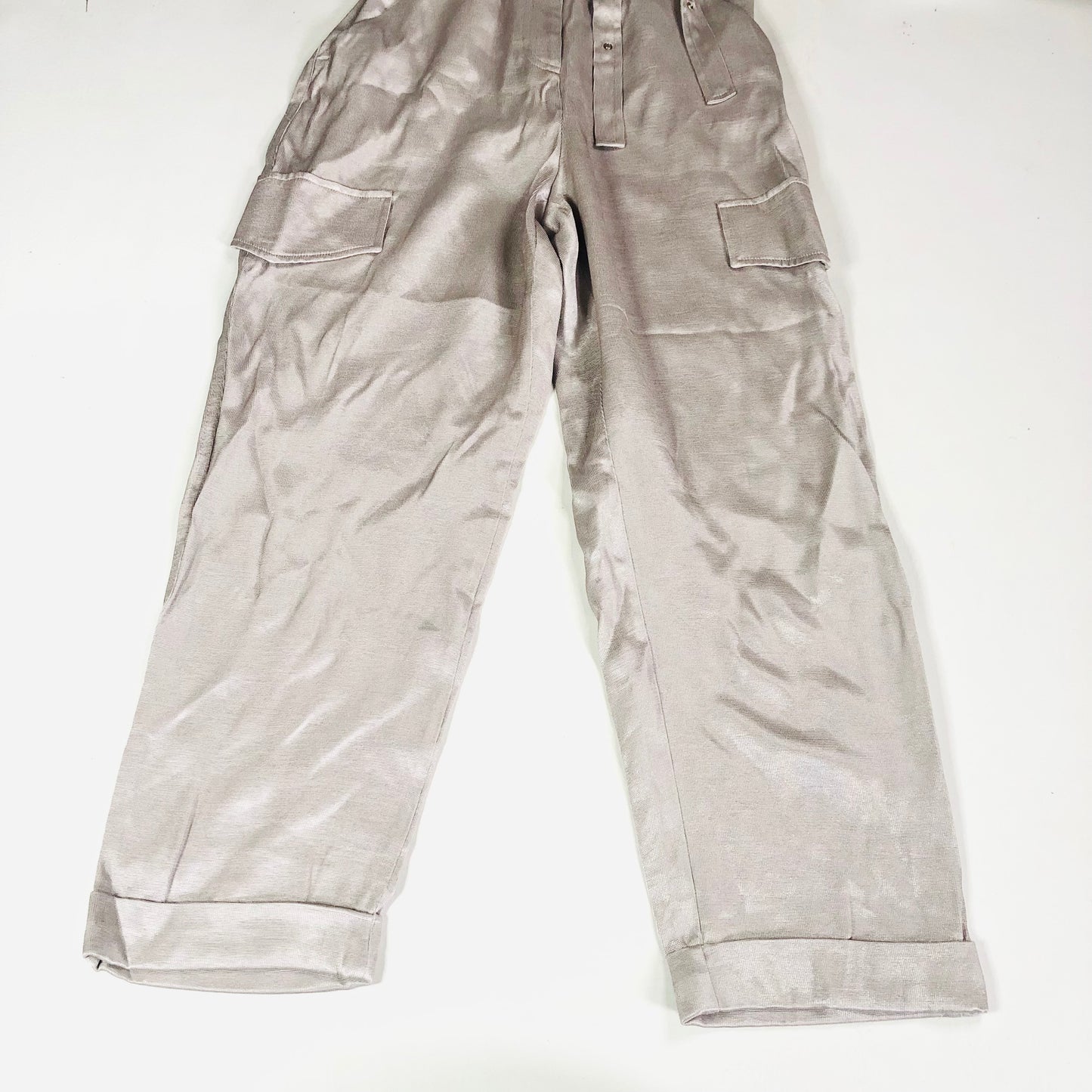 River Island Silver High Waisted Cargo Trousers Size 10