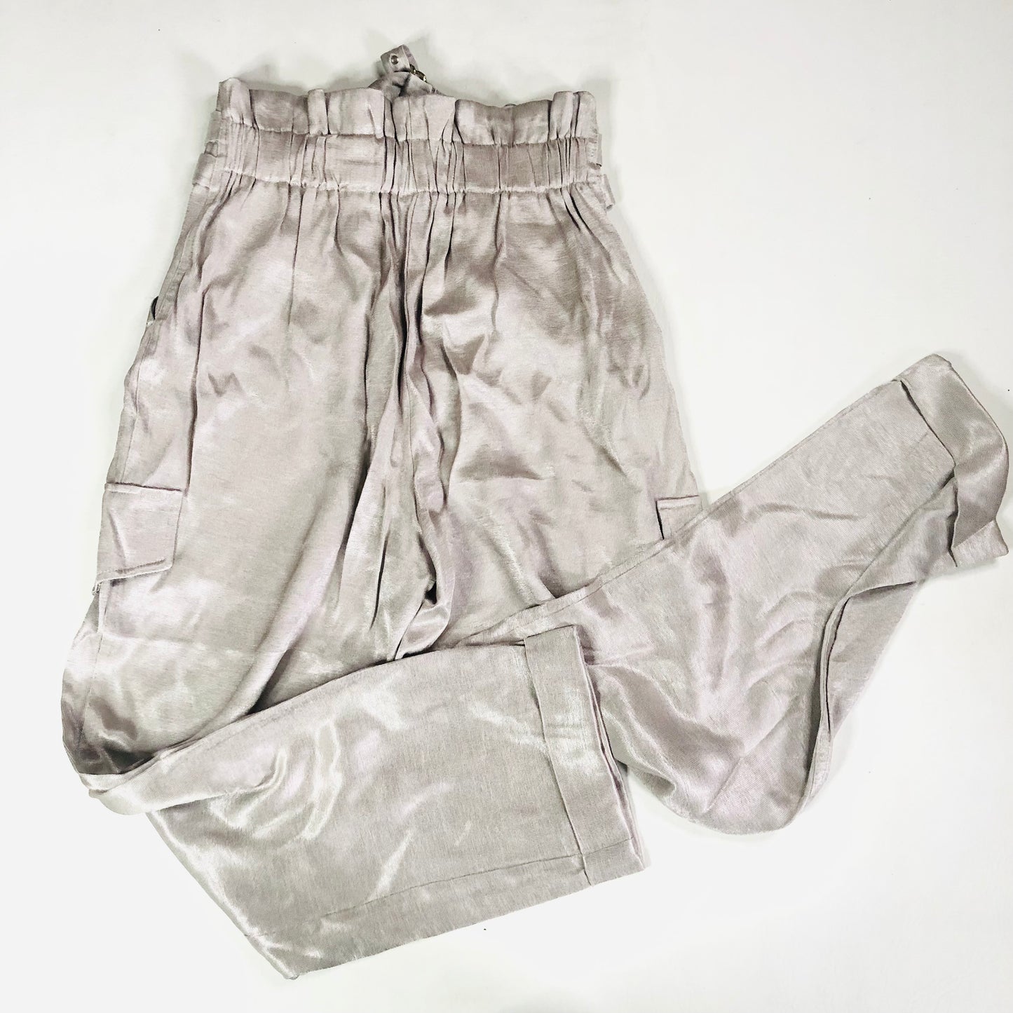 River Island Silver High Waisted Cargo Trousers Size 10