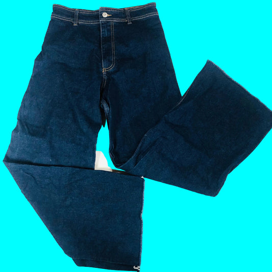 F&F (Tesco) Dark Wash Denim High Waisted Wide Leg Jeans Size 8