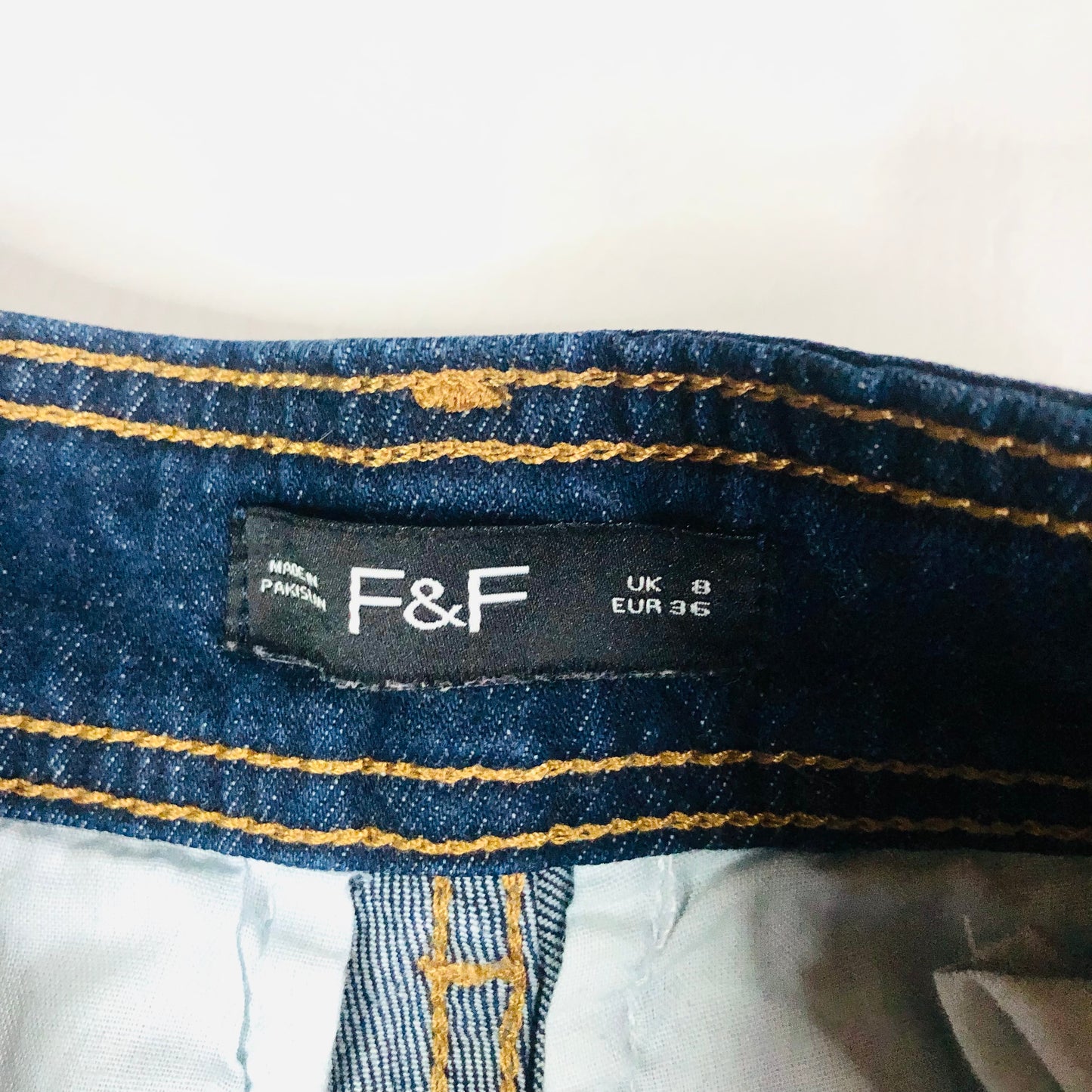 F&F (Tesco) Dark Wash Denim High Waisted Wide Leg Jeans Size 8