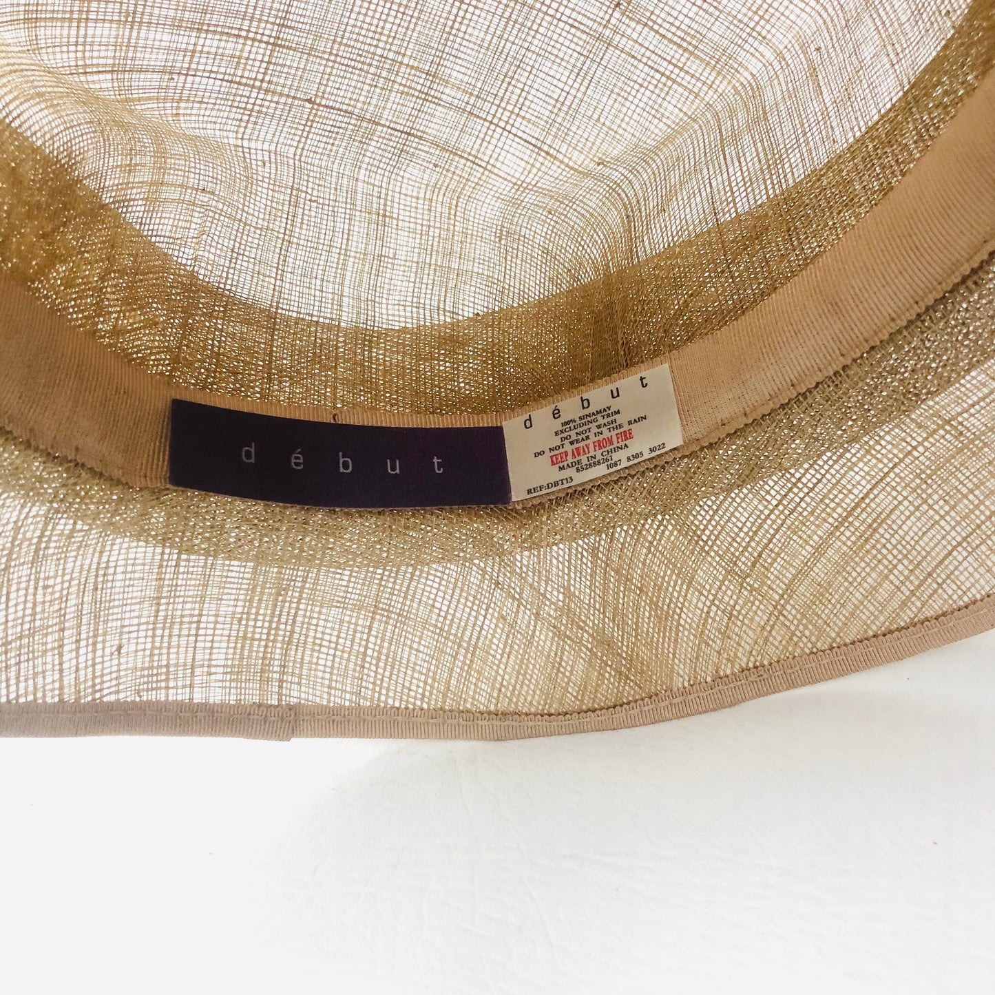 Debut Gold Taupe Short Brim Special Occasion Wedding Ascot Sinamay Mesh Hat