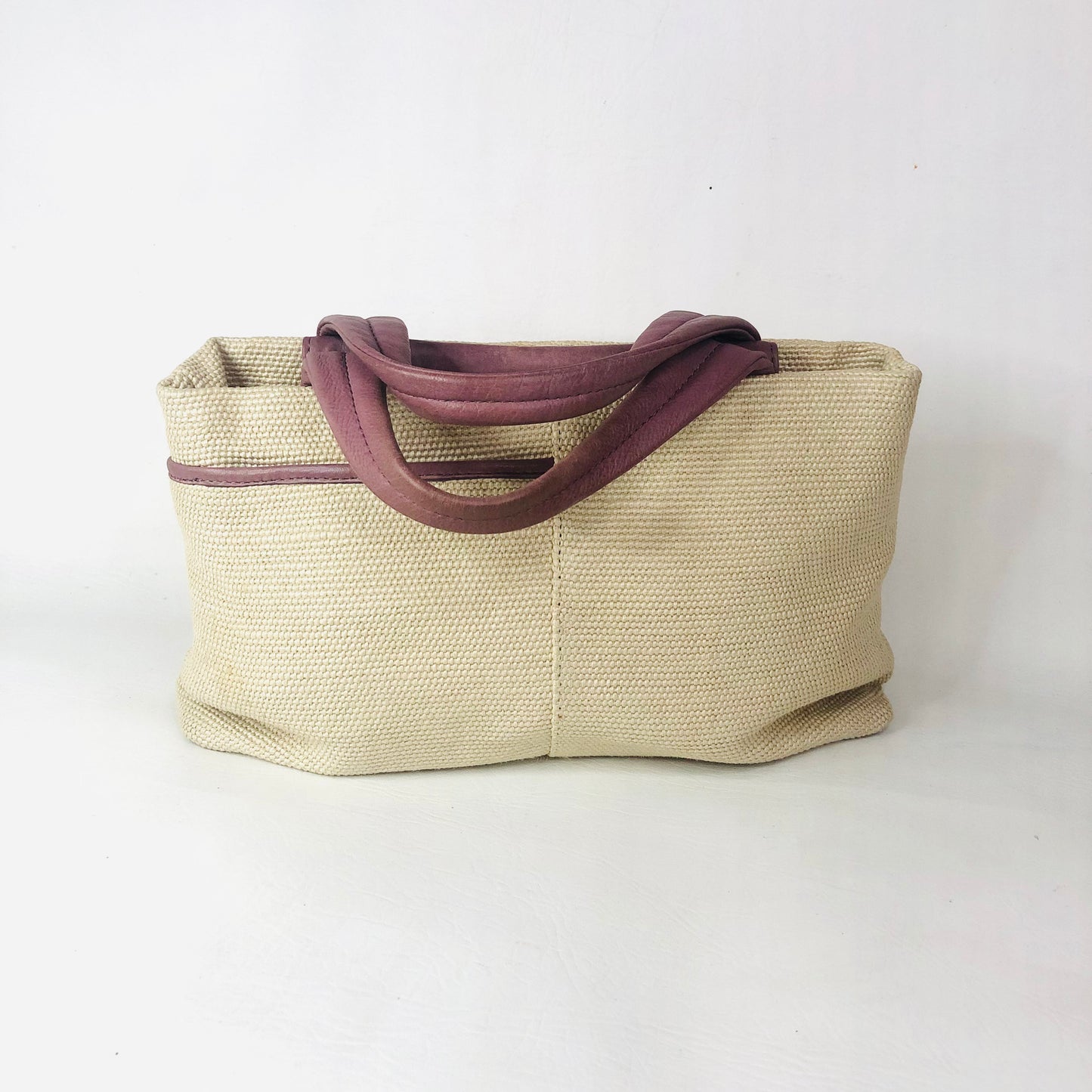 Radley Woven & Leather Beige Lavender Grab Bag Handbag Flower Appliqué Dog Charm