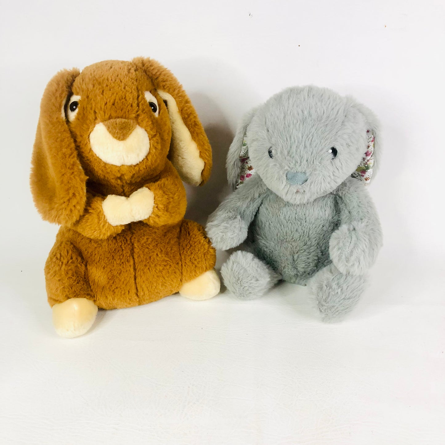 Tesco Soft Toys - Pair of Plush Stuffed Rabbits - Brown & Grey - Cute & Cuddly