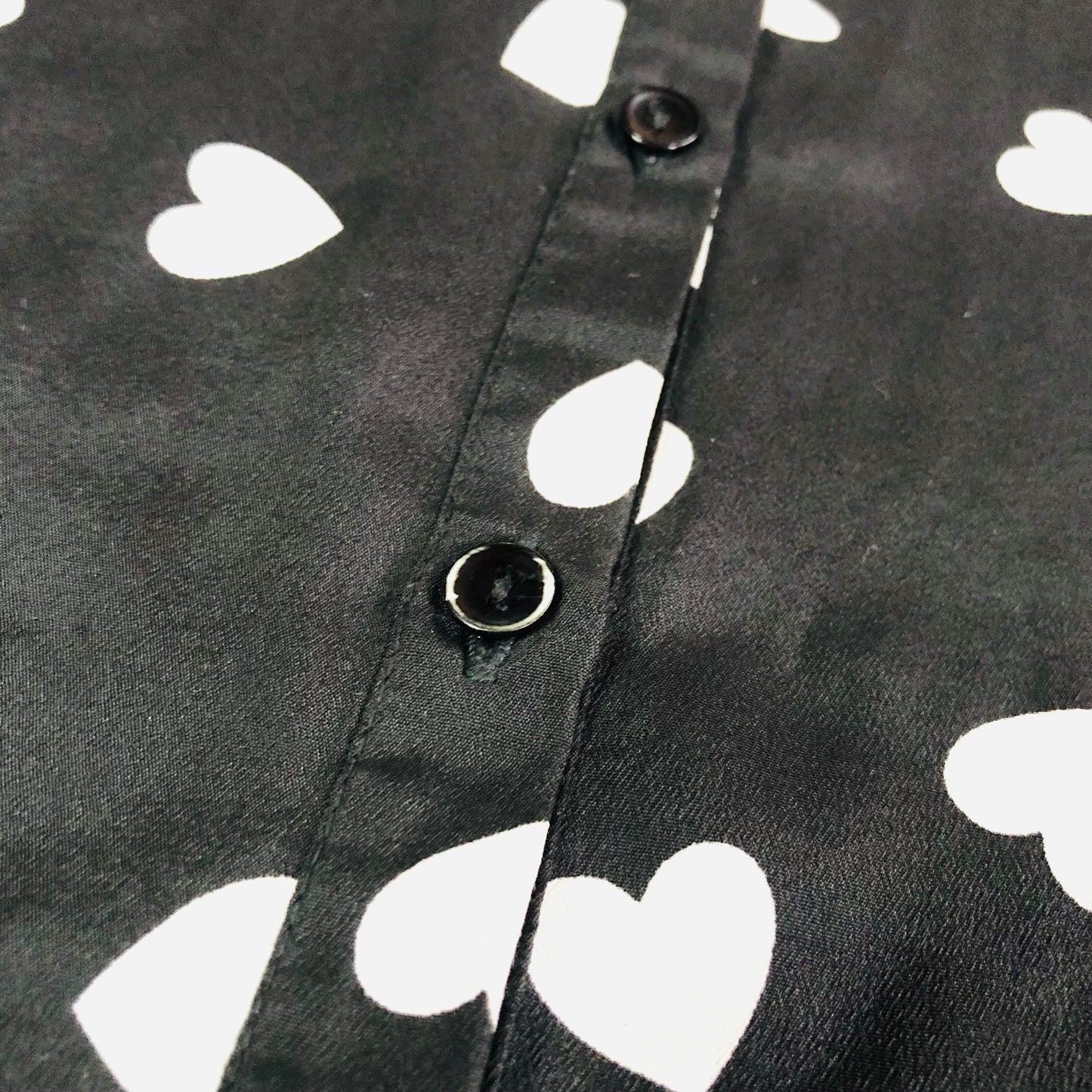 G21 Women's Black & White Longline Blouse Chiffon Shirt White Heart Pattern Size 14